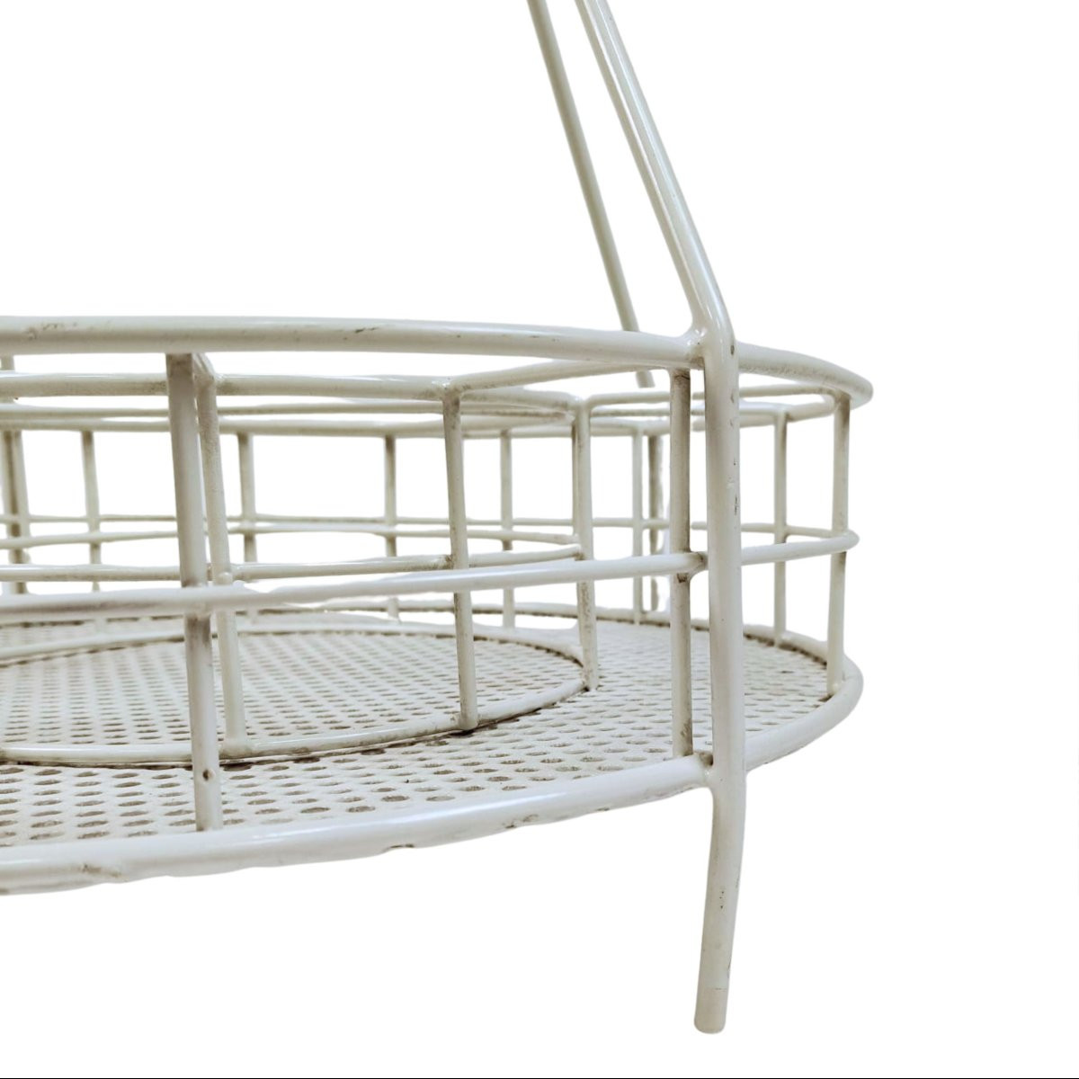 Porte-bouteilles en fer peint blanc, manufacture italienne, années 1970-photo-4