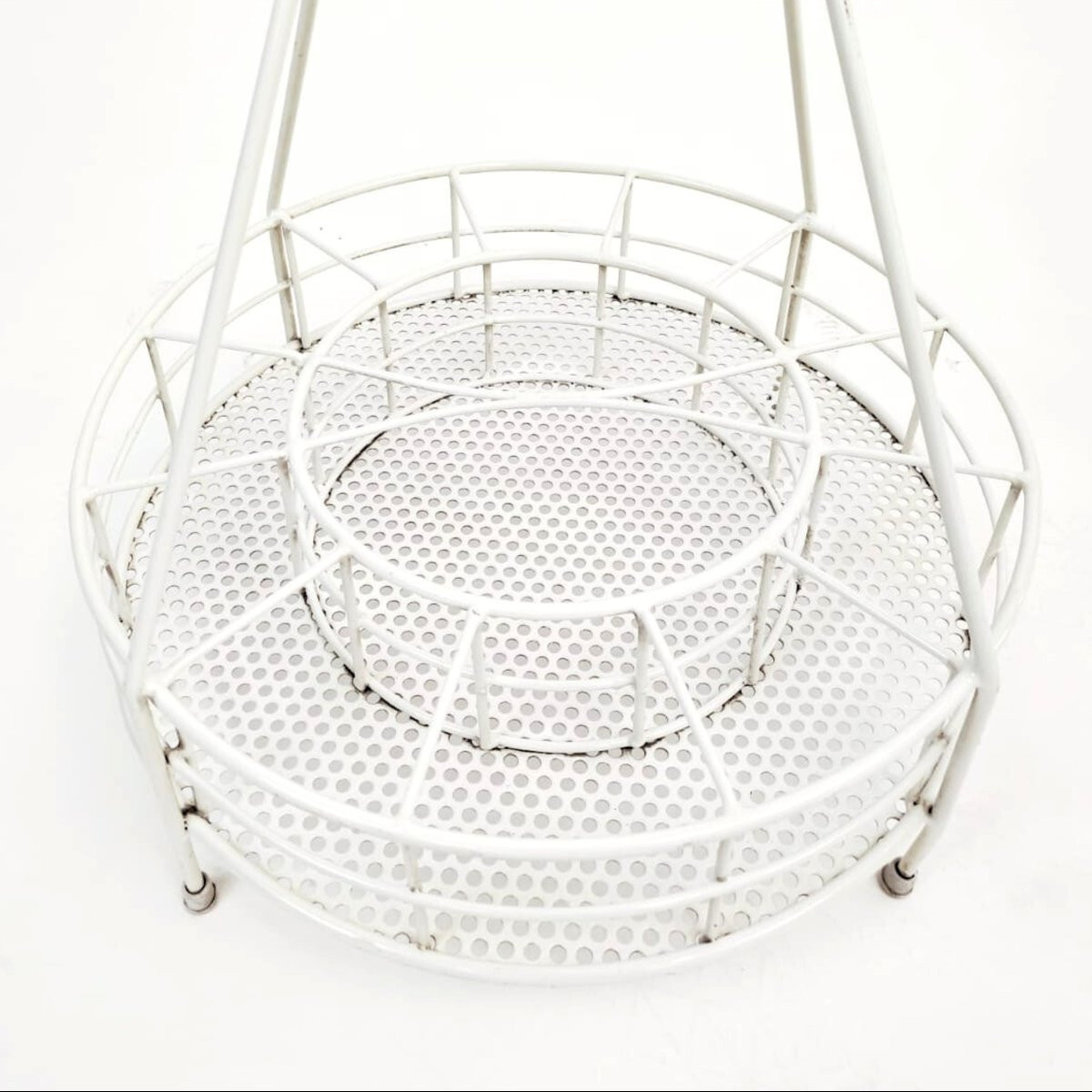 Porte-bouteilles en fer peint blanc, manufacture italienne, années 1970-photo-1