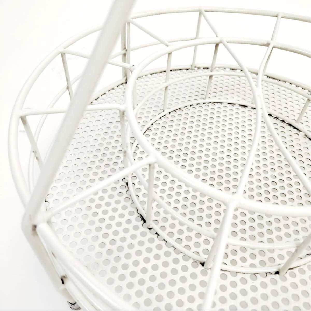 Porte-bouteilles en fer peint blanc, manufacture italienne, années 1970-photo-2