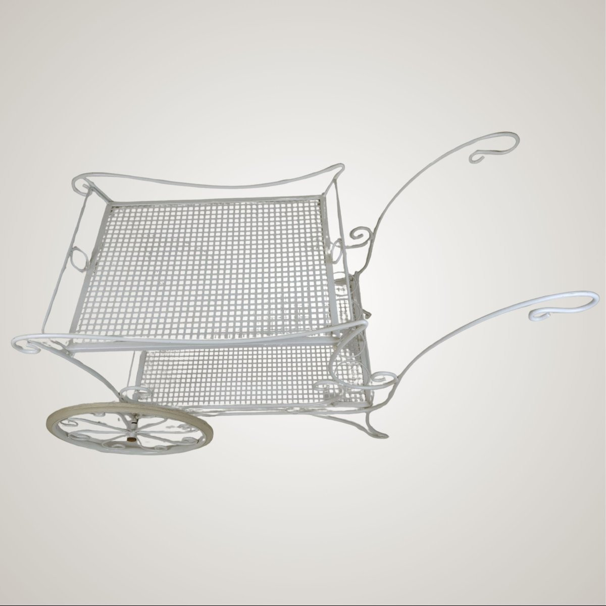 White Painted Iron Serving Trolley, Italian Manufacture, 1970s-photo-3