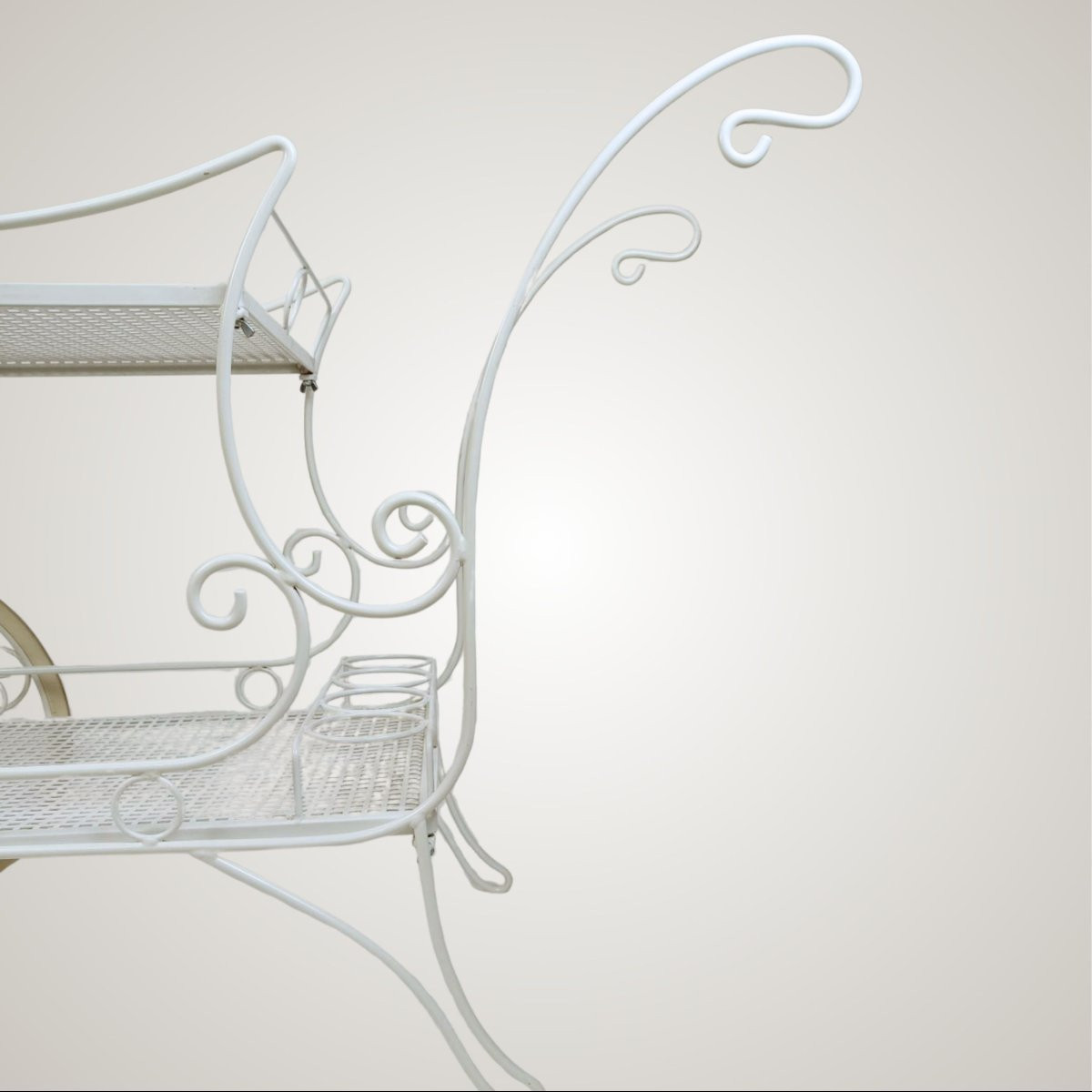 White Painted Iron Serving Trolley, Italian Manufacture, 1970s-photo-4