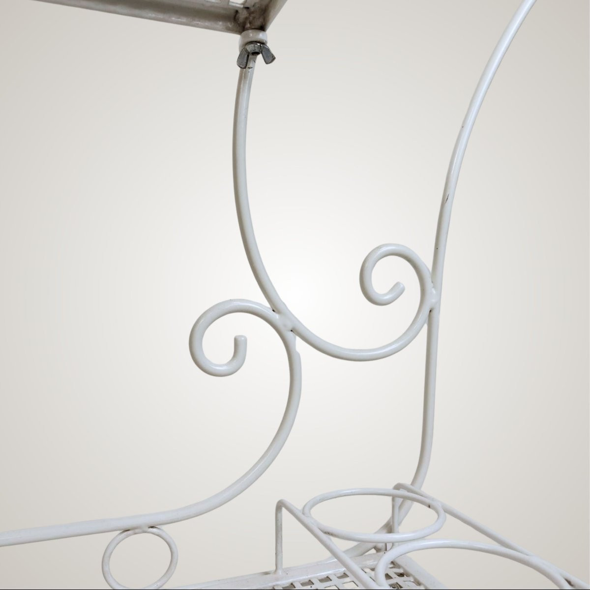 White Painted Iron Serving Trolley, Italian Manufacture, 1970s-photo-1