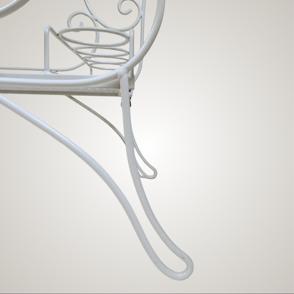 White Painted Iron Serving Trolley, Italian Manufacture, 1970s-photo-3