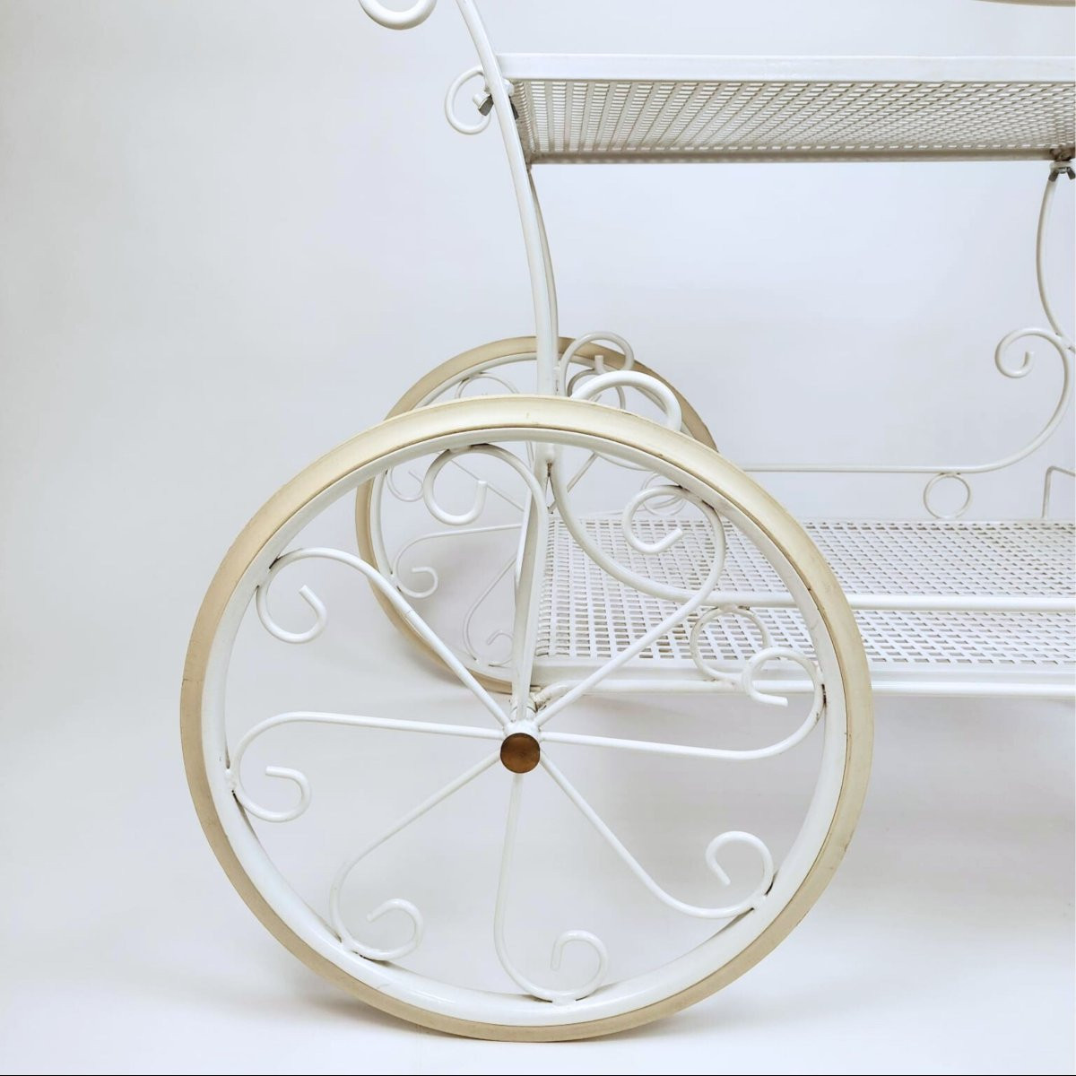 White Painted Iron Serving Trolley, Italian Manufacture, 1970s-photo-4