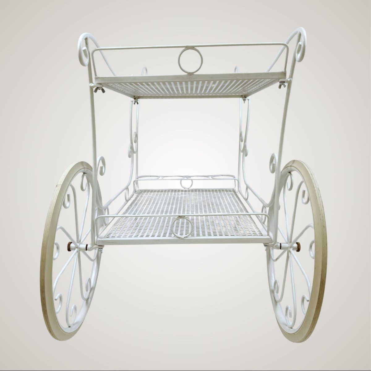White Painted Iron Serving Trolley, Italian Manufacture, 1970s-photo-5