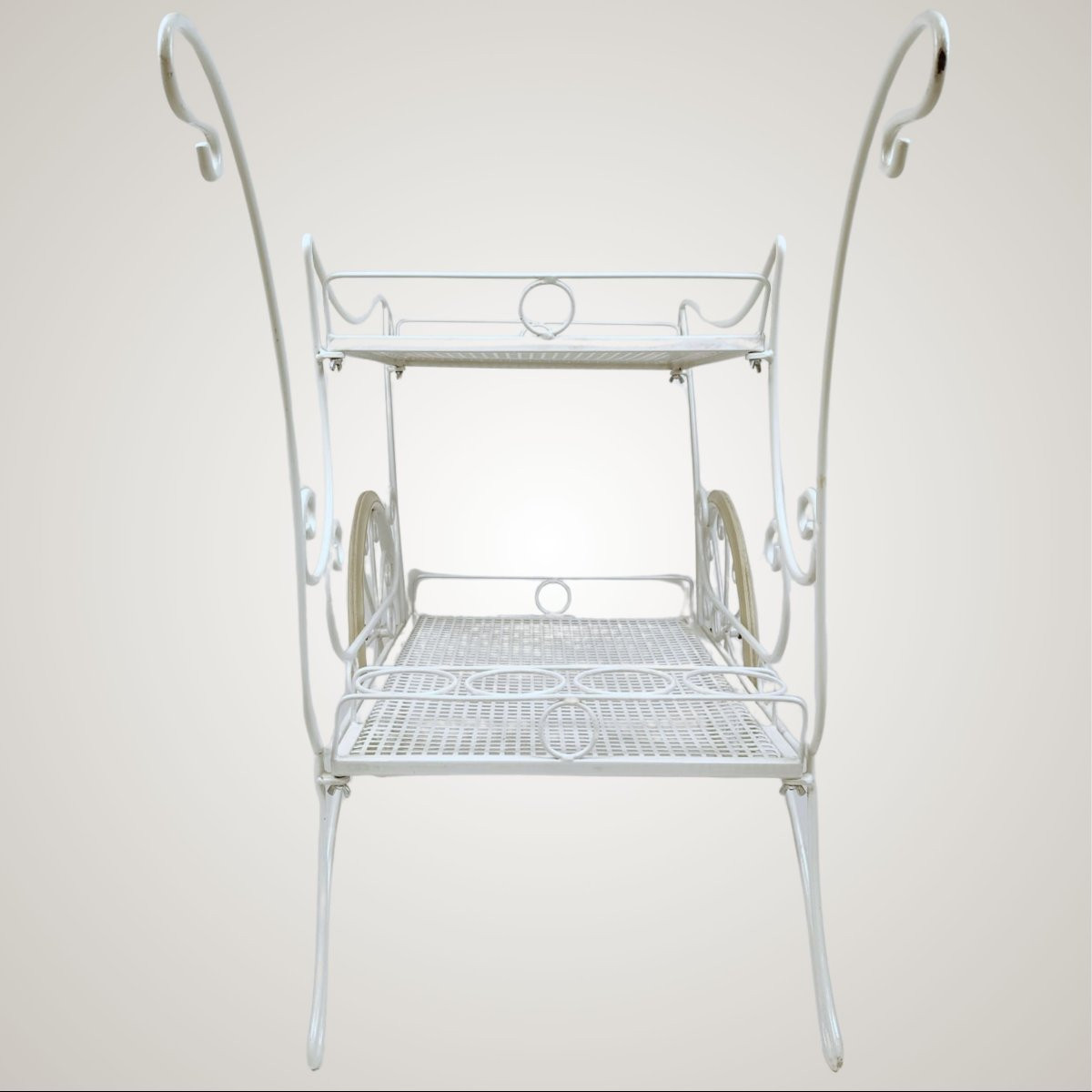 White Painted Iron Serving Trolley, Italian Manufacture, 1970s-photo-6