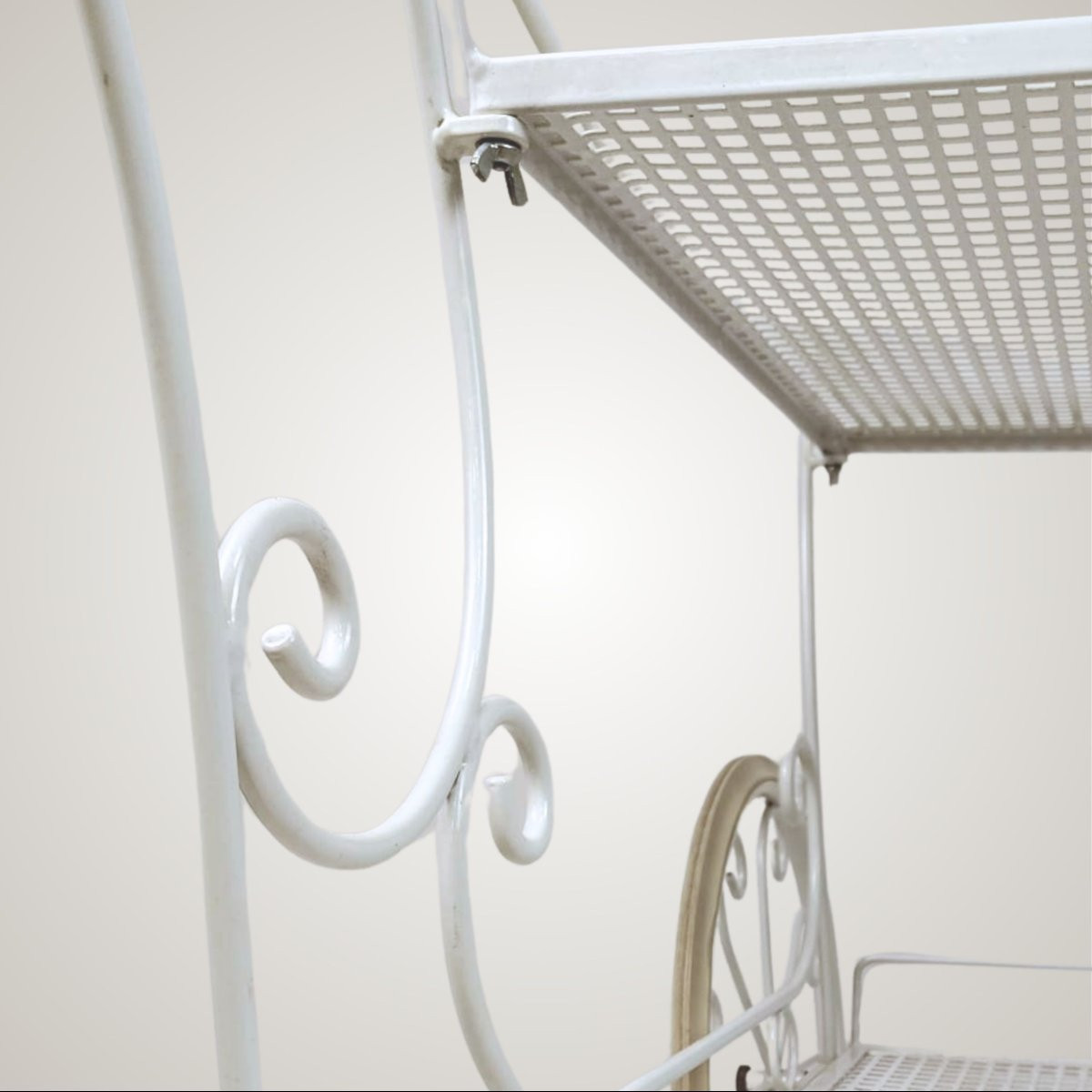 White Painted Iron Serving Trolley, Italian Manufacture, 1970s-photo-7