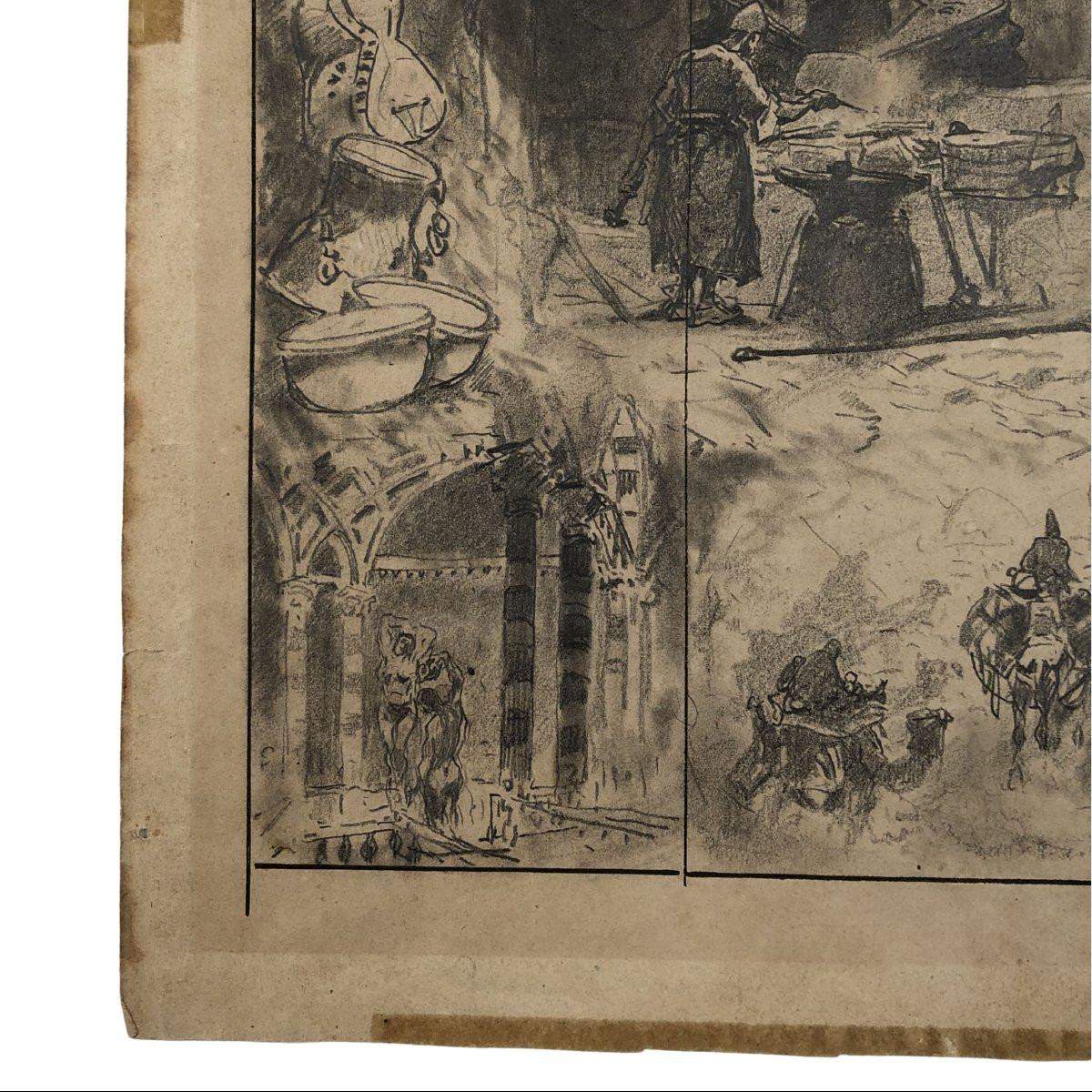 Alberto Pasini – Étude de sujets variés, crayon sur papier, vers 1860/70-photo-1