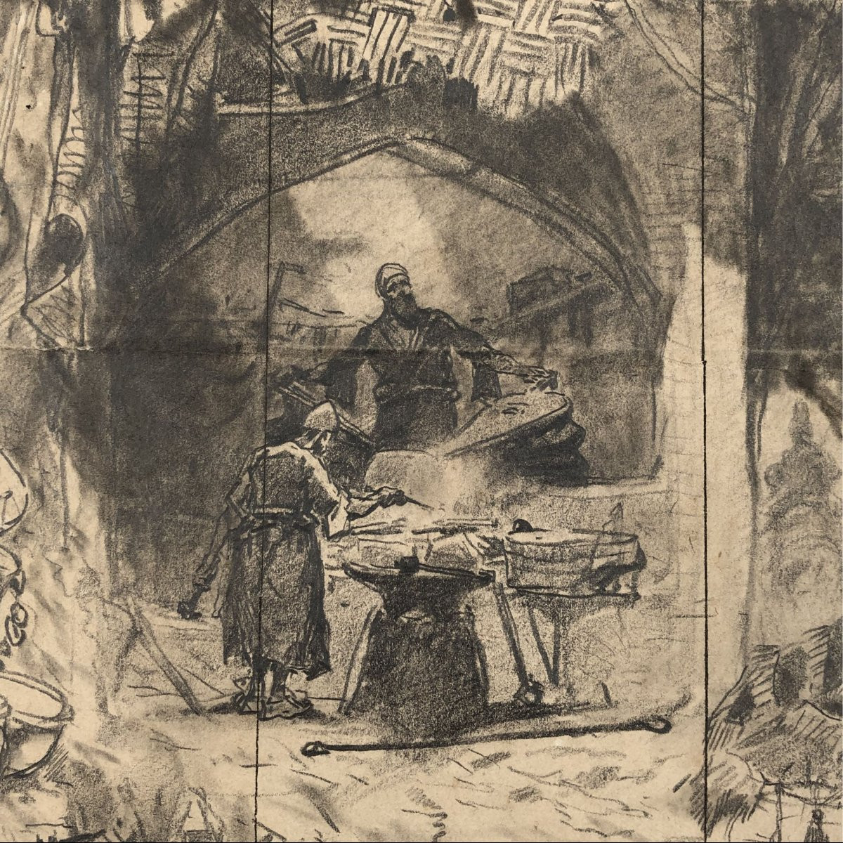 Alberto Pasini – Étude de sujets variés, crayon sur papier, vers 1860/70-photo-2