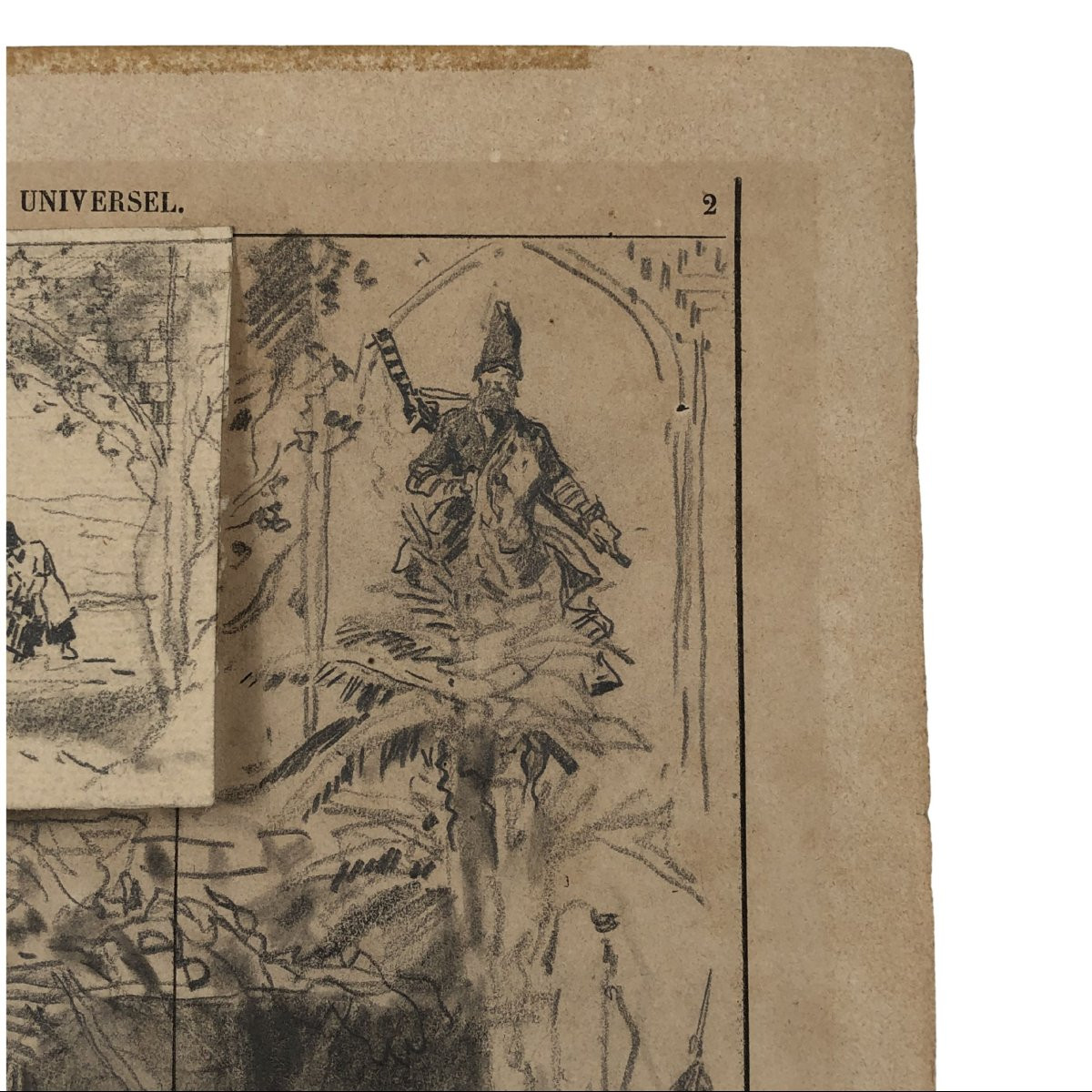 Alberto Pasini – Étude de sujets variés, crayon sur papier, vers 1860/70-photo-3