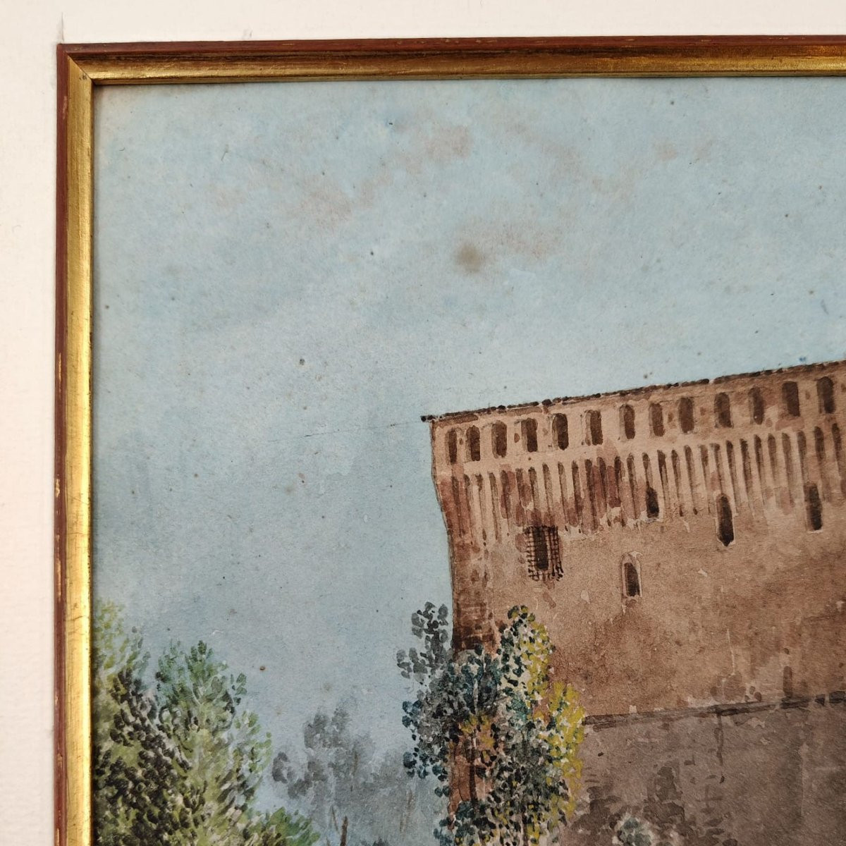 Alberto Pasini – Montechiarugolo Castle, Watercolor On Cardboard, 1860s/70s-photo-4