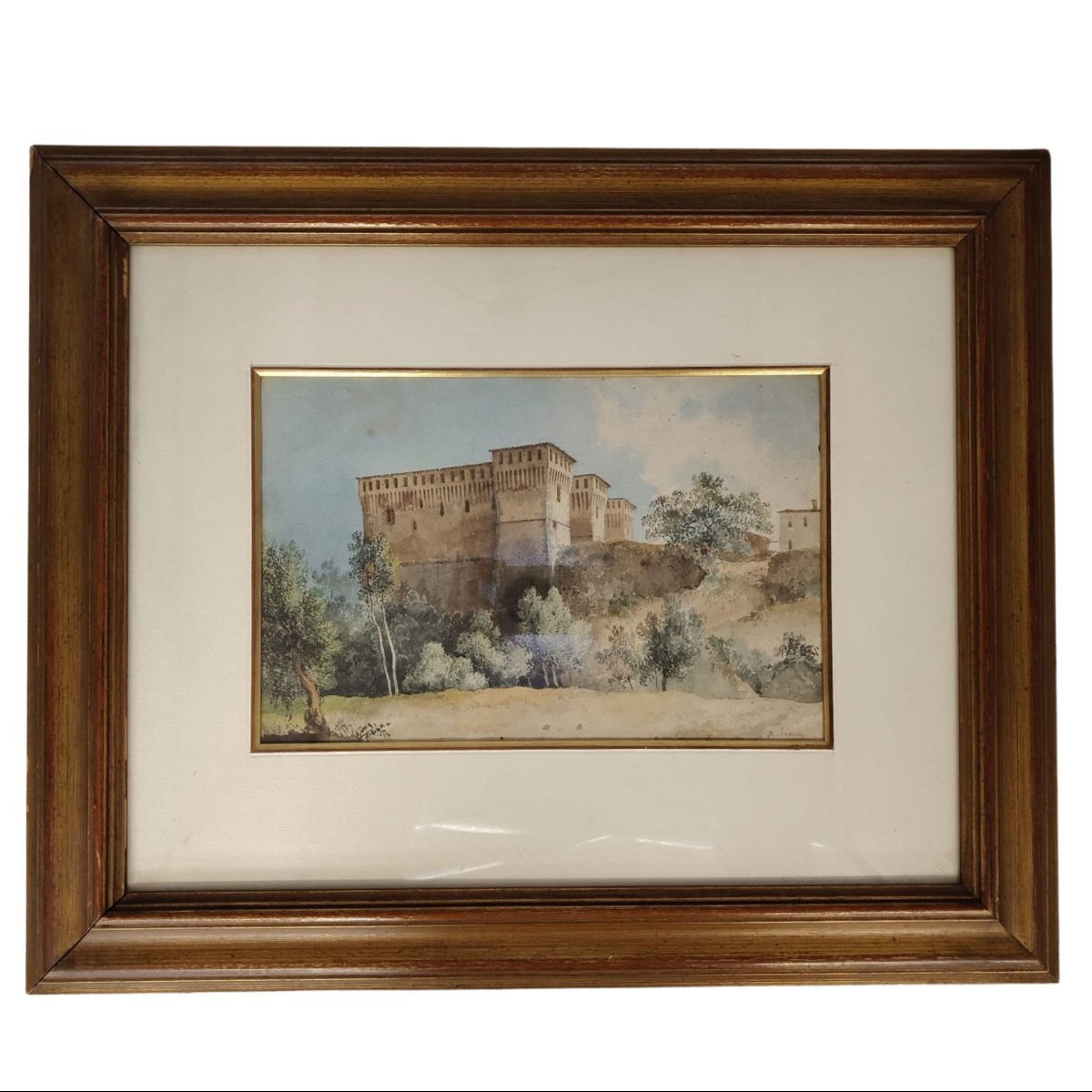 Alberto Pasini – Montechiarugolo Castle, Watercolor On Cardboard, 1860s/70s-photo-5