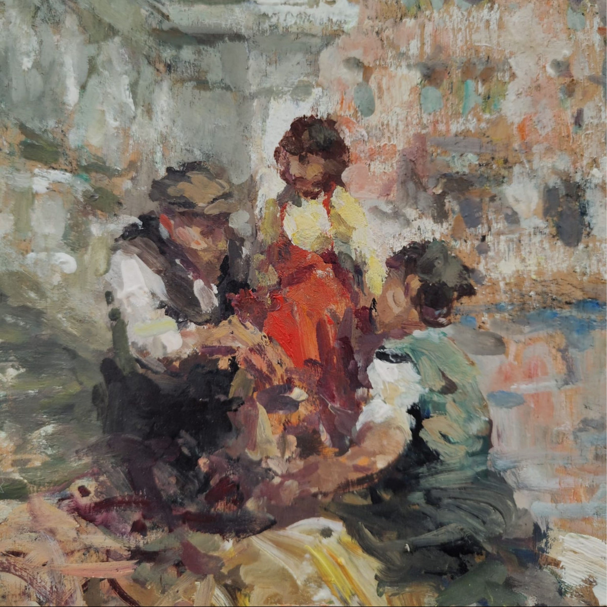 Luigi Pagan Huile sur bois "Chioggia. Veduta di Canal Vena"-photo-4