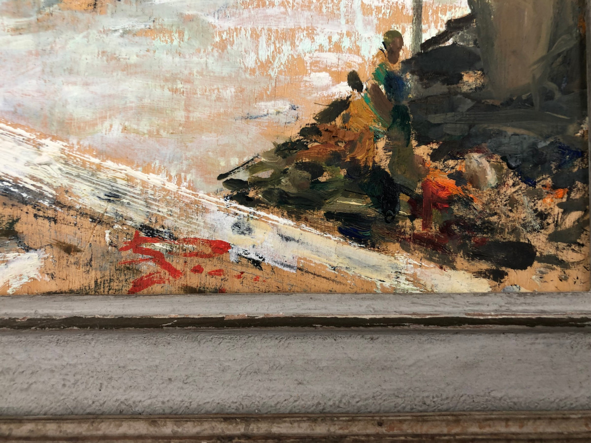 Luigi Pagan Huile sur bois "Chioggia. Veduta di Canal Vena"-photo-1