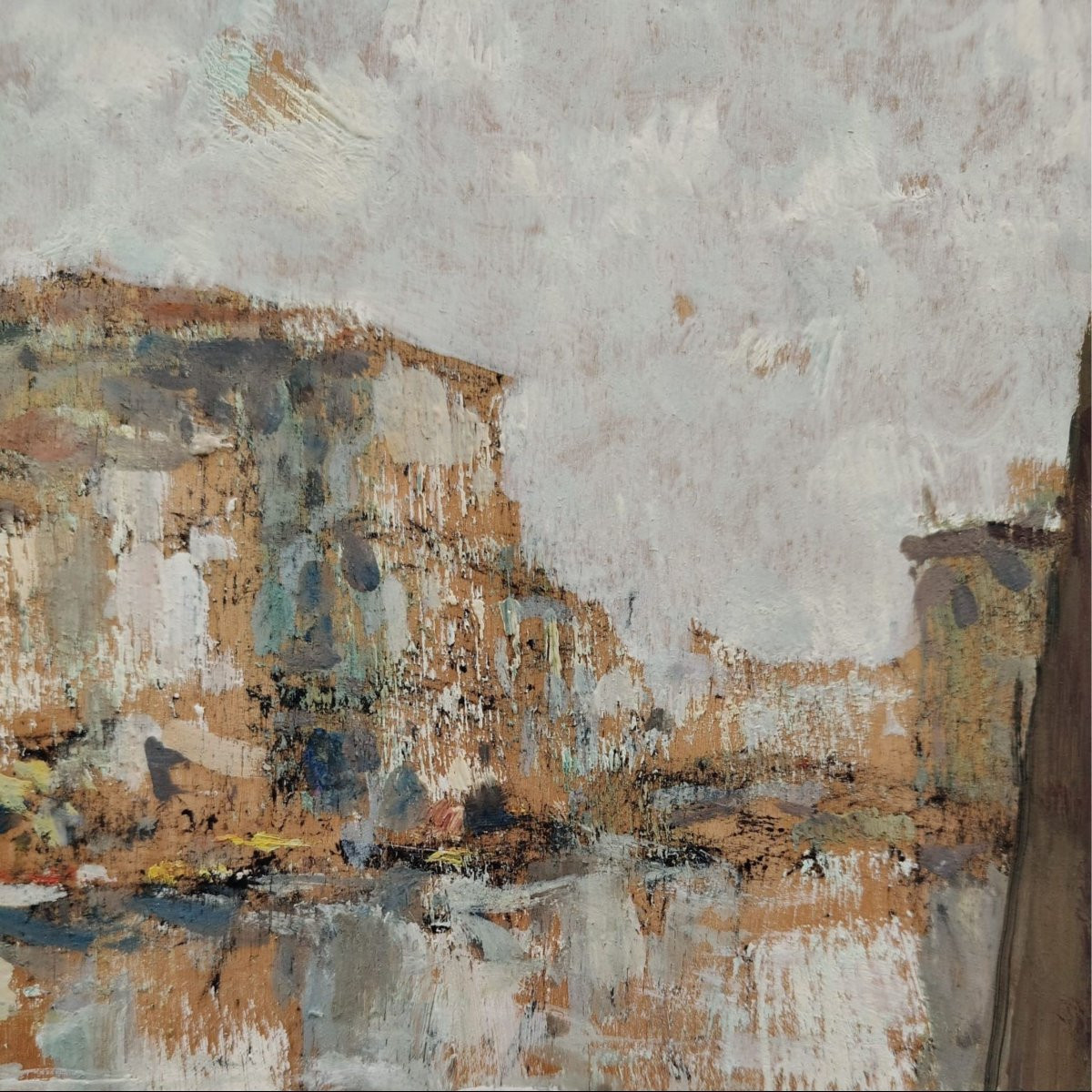 Luigi Pagan Huile sur bois "Chioggia. Veduta di Canal Vena"-photo-2