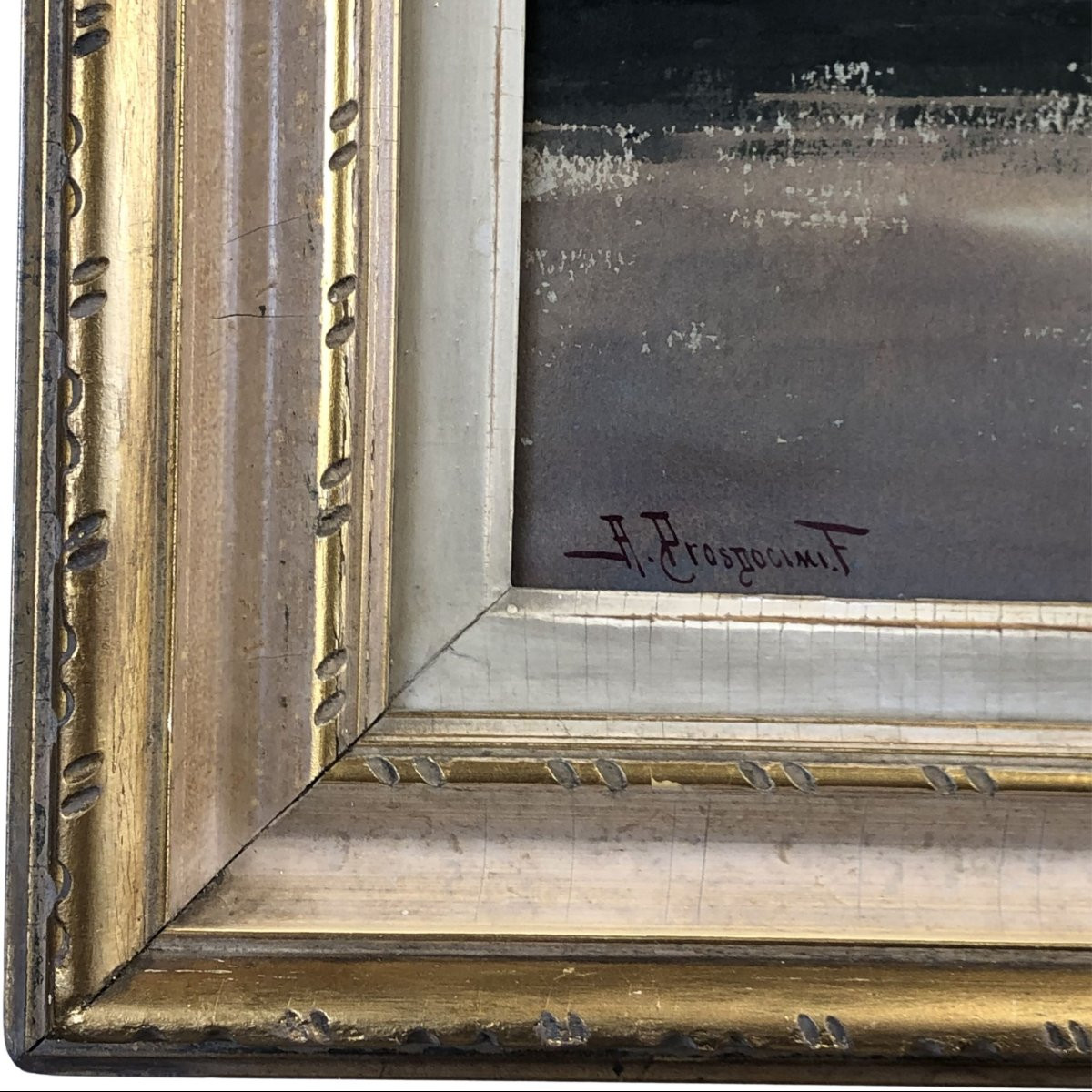 Watercolour Painting ‘torcello Island With The Devil's Bridge’, Alberto Prosdocimi, Early 20th -photo-1