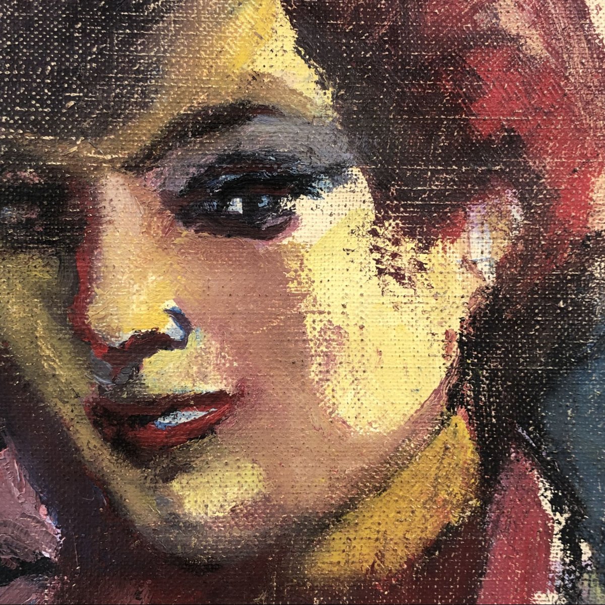 Oil On Canvas, Portrait Of A Woman By Mino Maccari, Ca. 1960-photo-2