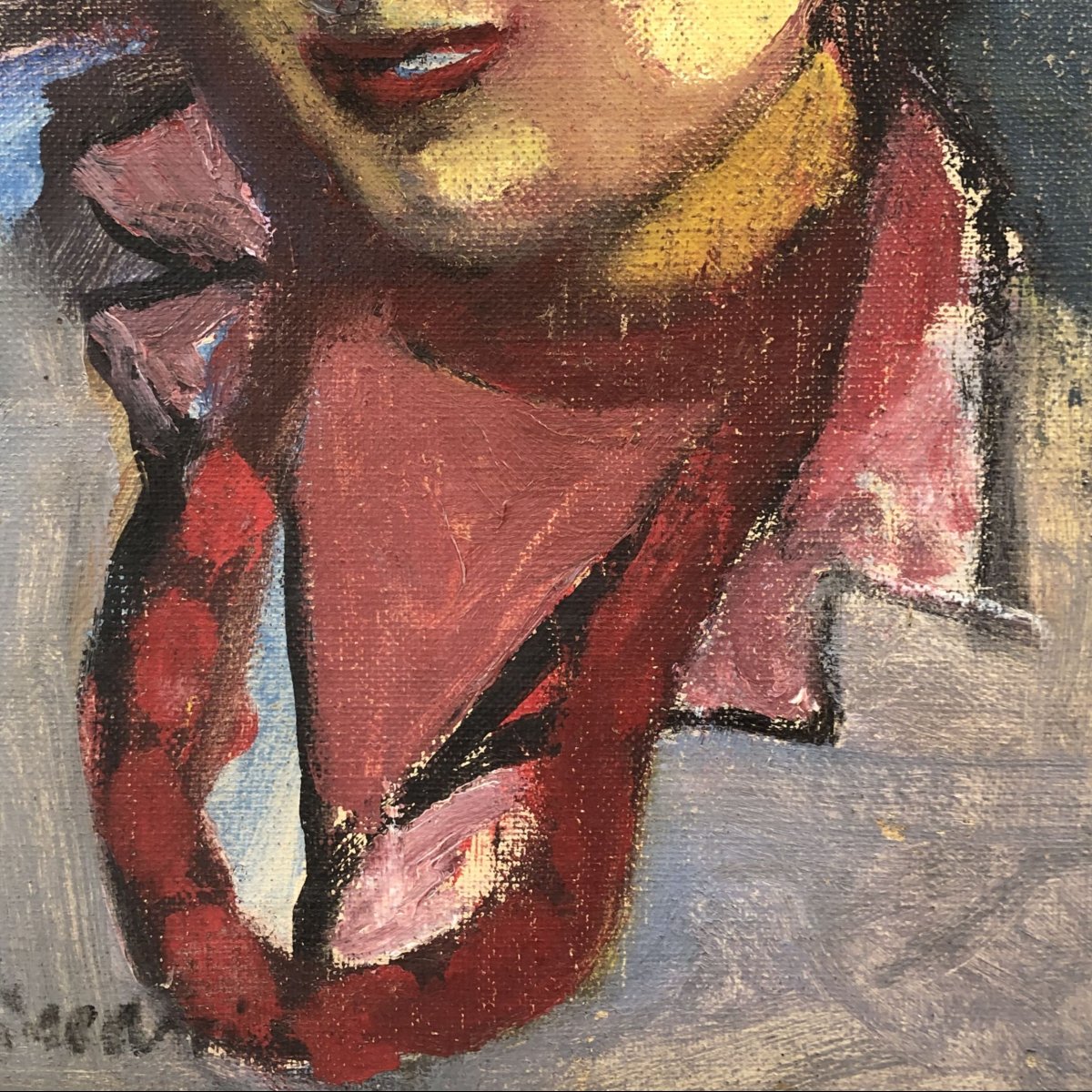 Oil On Canvas, Portrait Of A Woman By Mino Maccari, Ca. 1960-photo-3