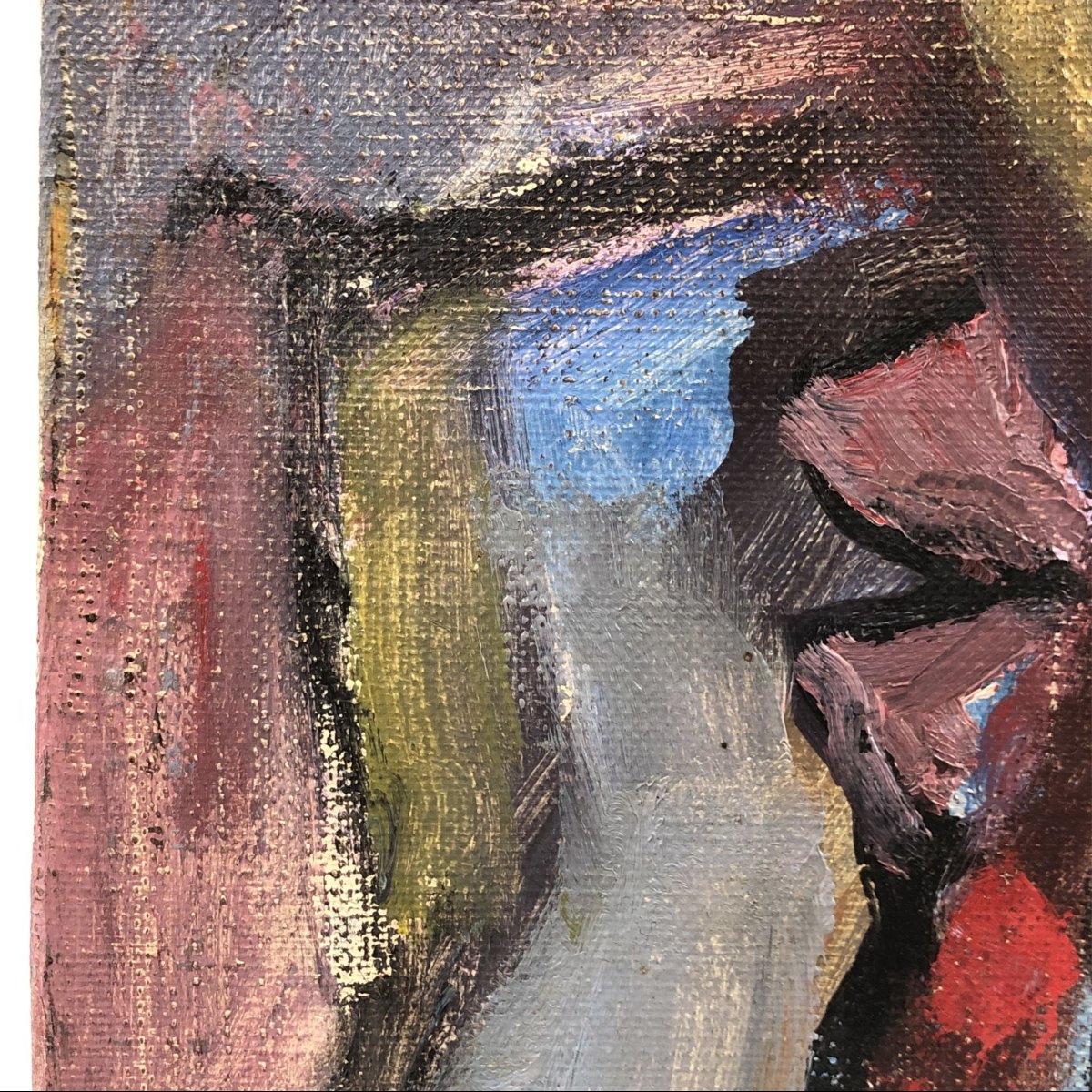 Oil On Canvas, Portrait Of A Woman By Mino Maccari, Ca. 1960-photo-1