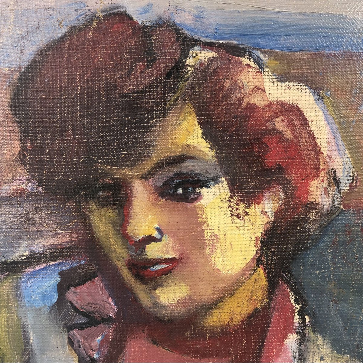 Oil On Canvas, Portrait Of A Woman By Mino Maccari, Ca. 1960-photo-2