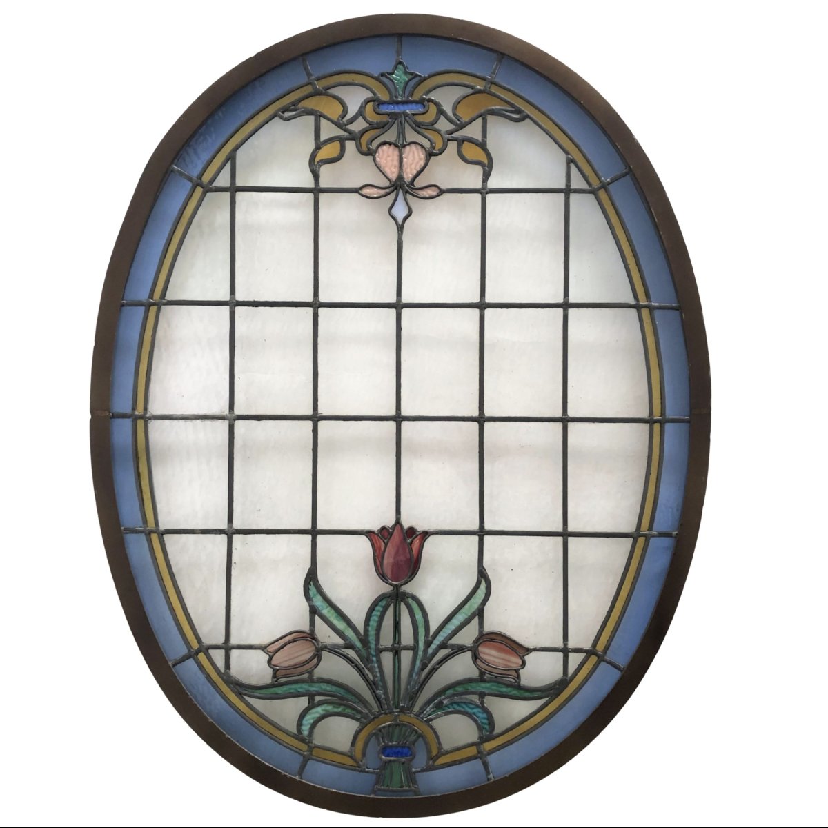 Vitrage à motifs floraux, France, vers 1920