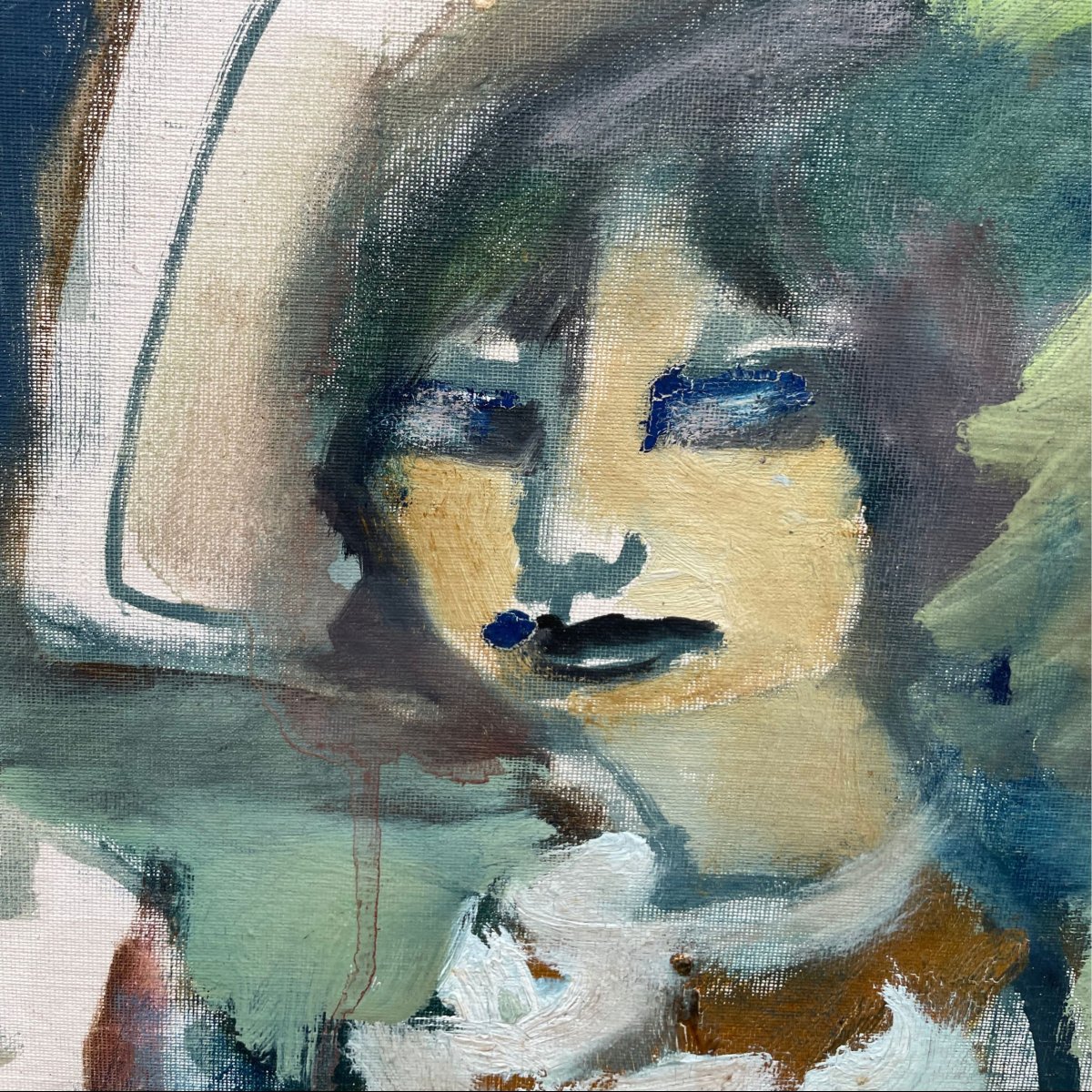 Oil On Canvas Mounted On Board By Mino Maccari, “signorina”, 1966-photo-2