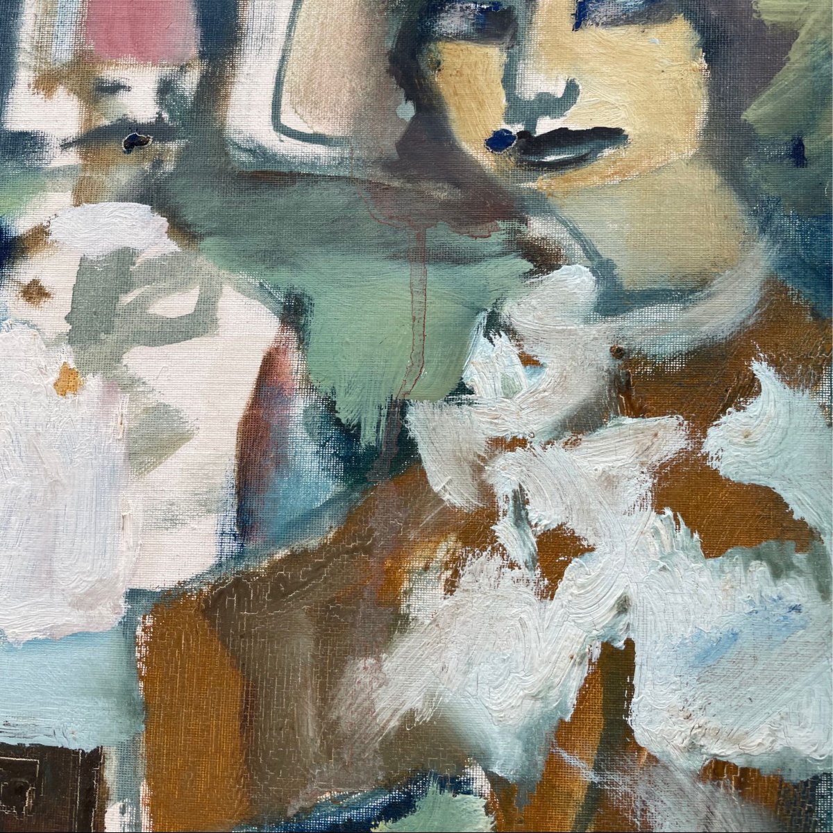 Oil On Canvas Mounted On Board By Mino Maccari, “signorina”, 1966-photo-3