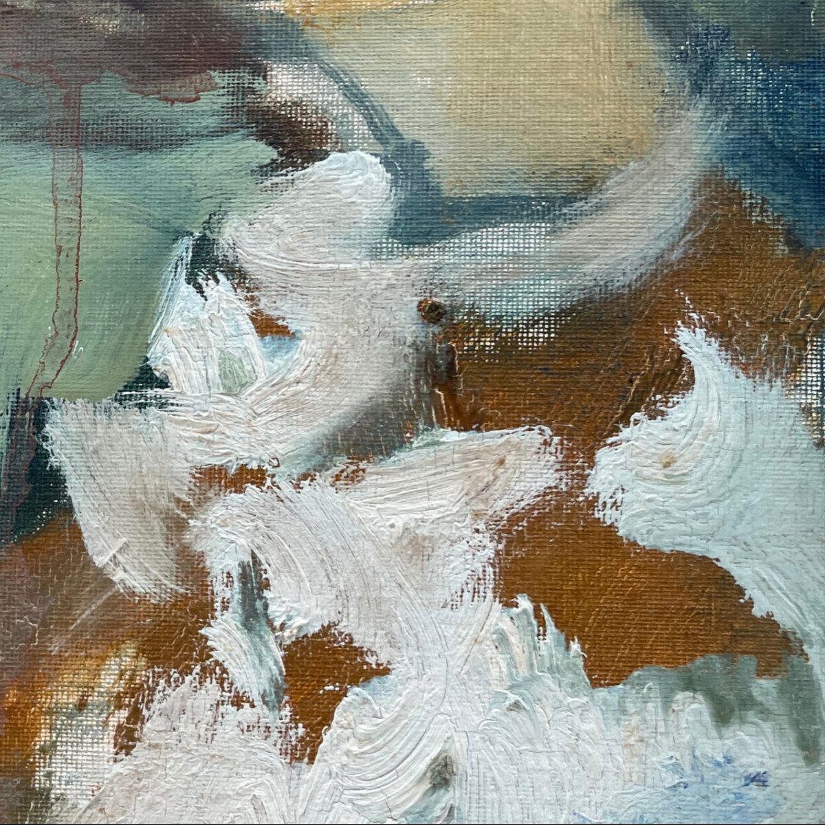 Oil On Canvas Mounted On Board By Mino Maccari, “signorina”, 1966-photo-2
