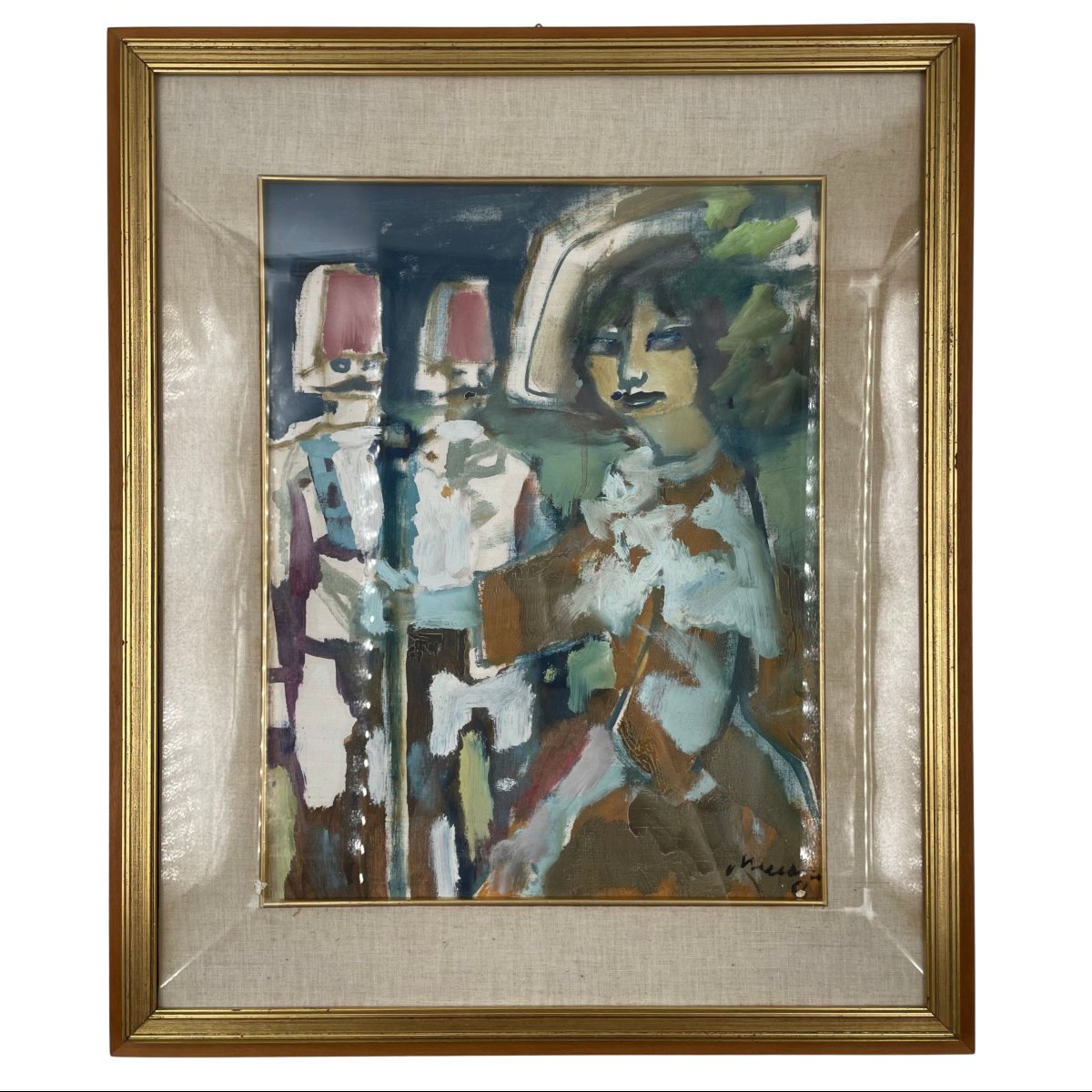 Oil On Canvas Mounted On Board By Mino Maccari, “signorina”, 1966-photo-7