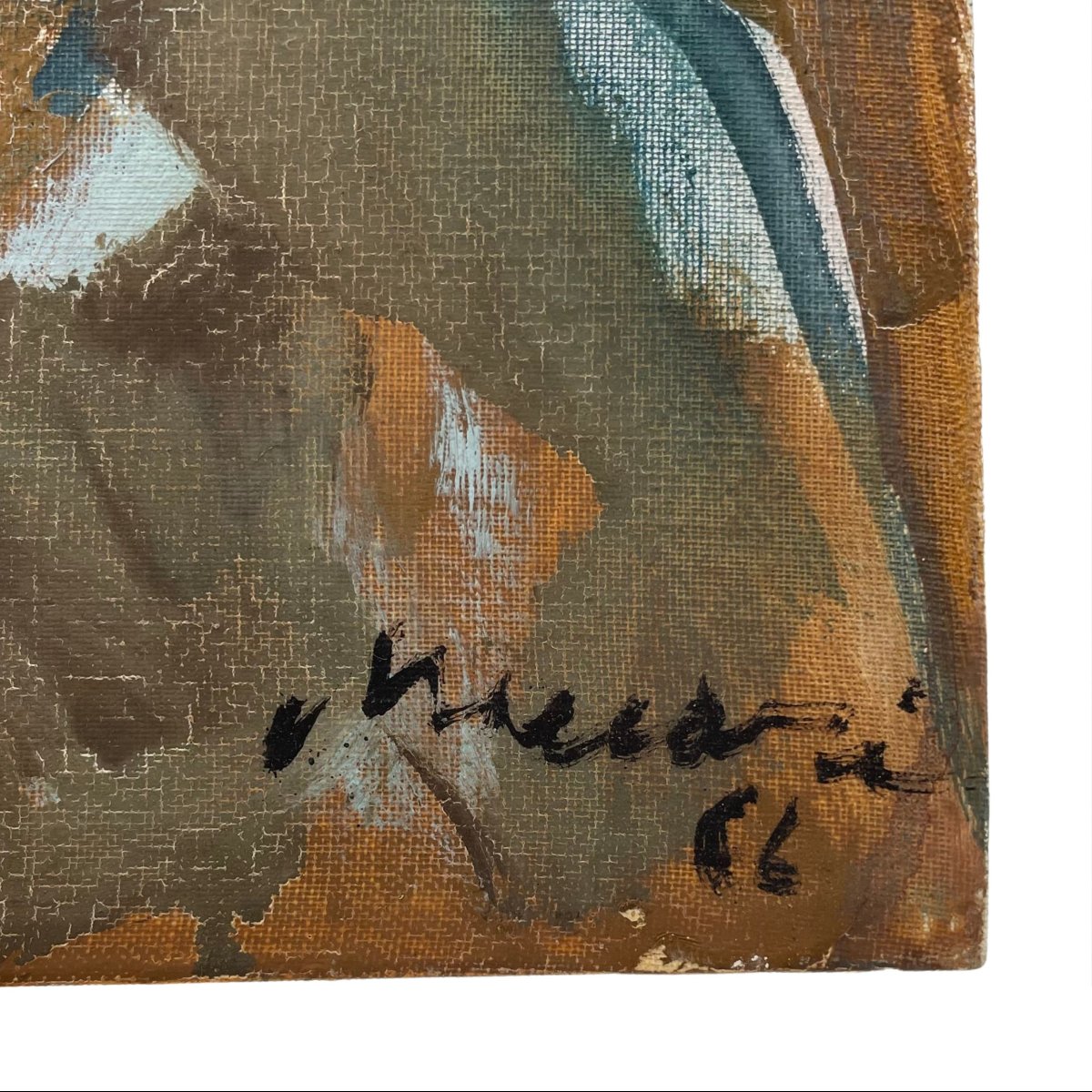 Oil On Canvas Mounted On Board By Mino Maccari, “signorina”, 1966-photo-8