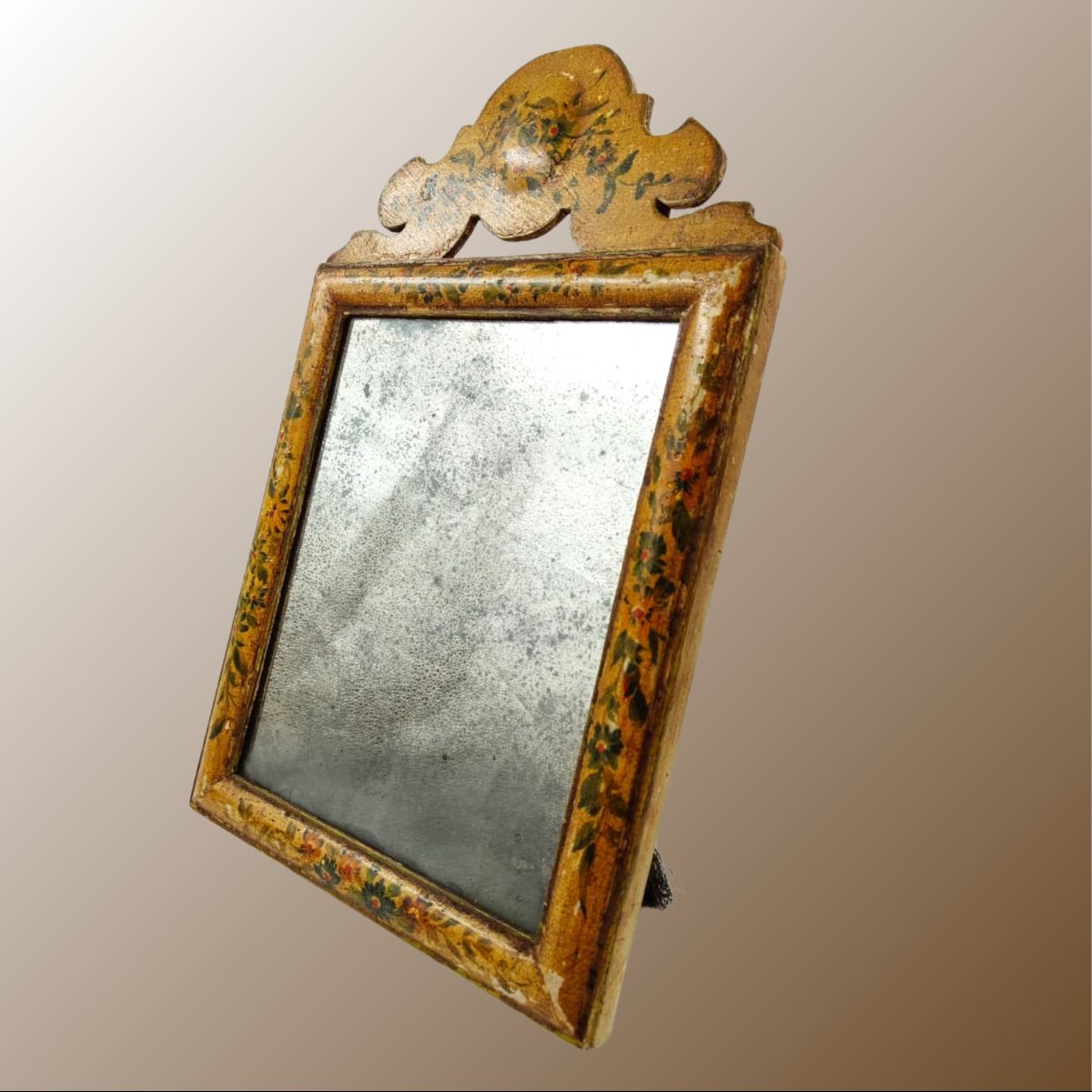 Petit miroir italien en bois laqué, fin du XVIIIᵉ siècle-photo-4