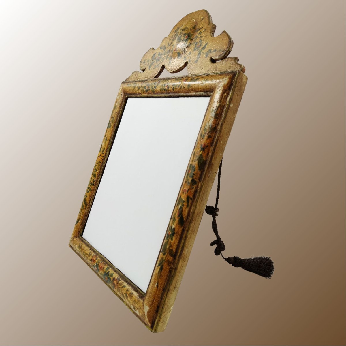 Petit miroir italien en bois laqué, fin du XVIIIᵉ siècle-photo-2