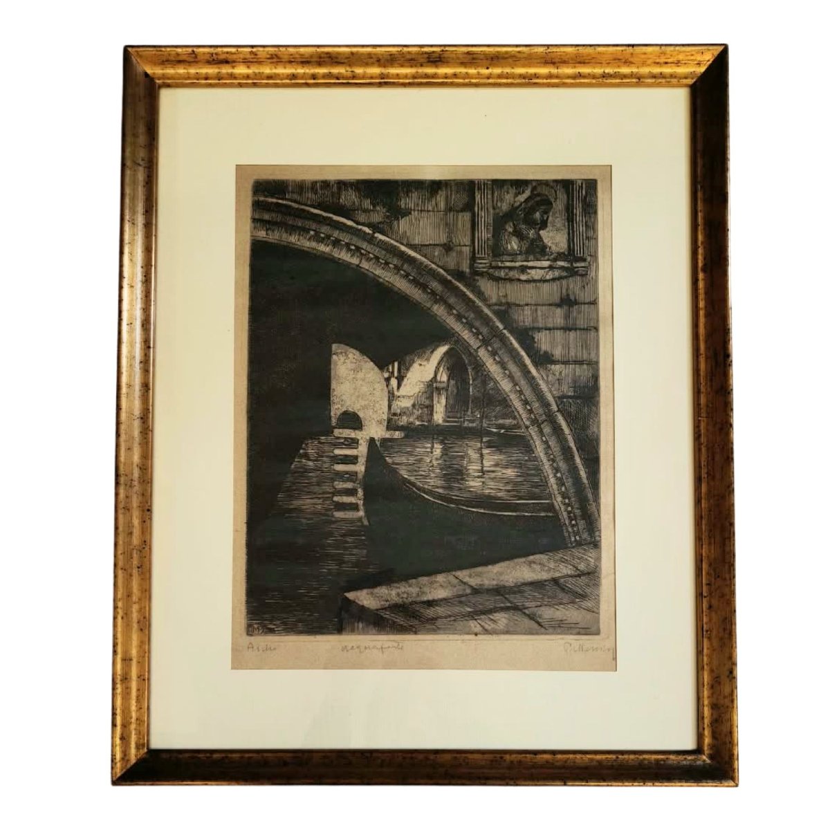 Pericle Menin, quatre eaux-fortes, vues de Venise, vers 1930-photo-2