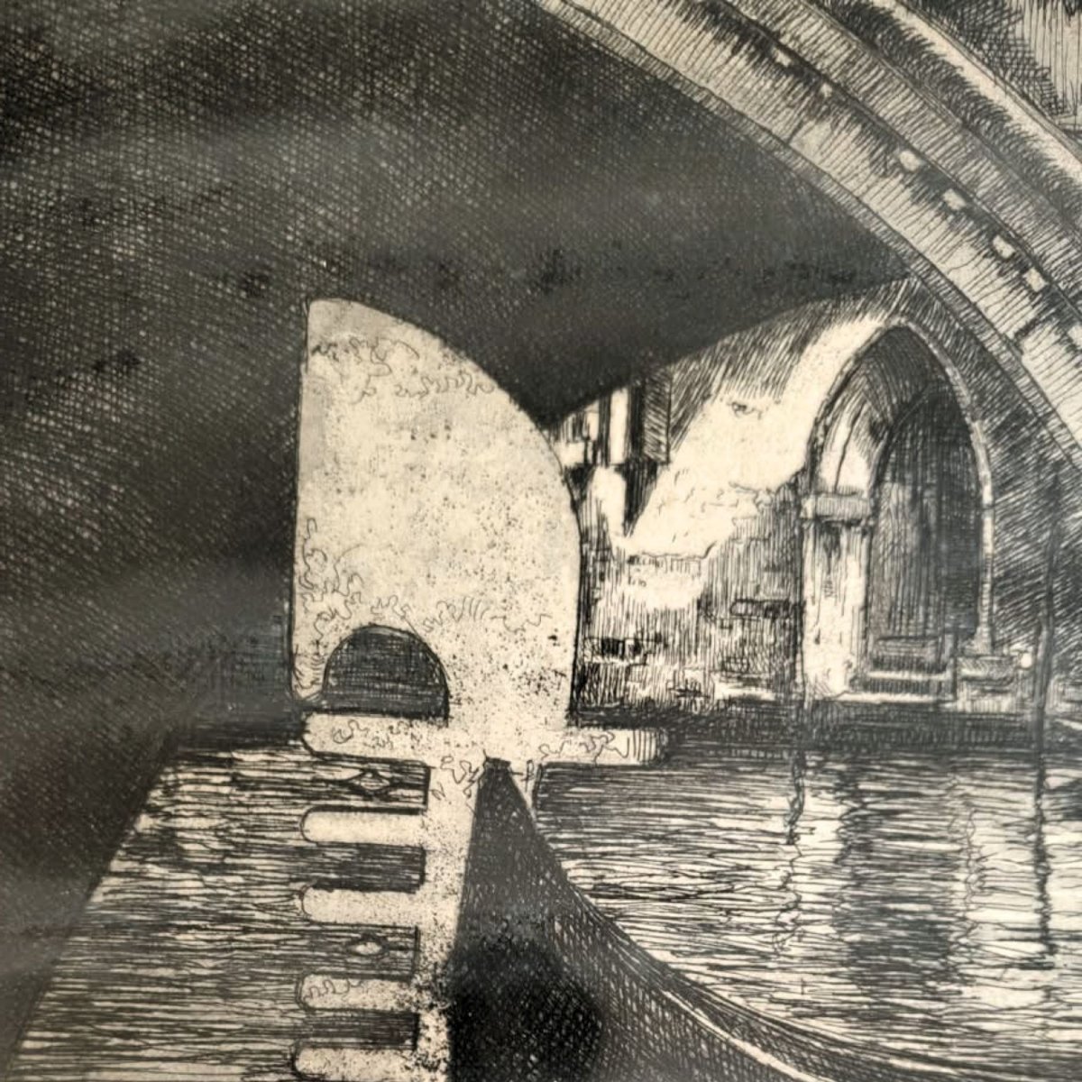 Pericle Menin, quatre eaux-fortes, vues de Venise, vers 1930-photo-2