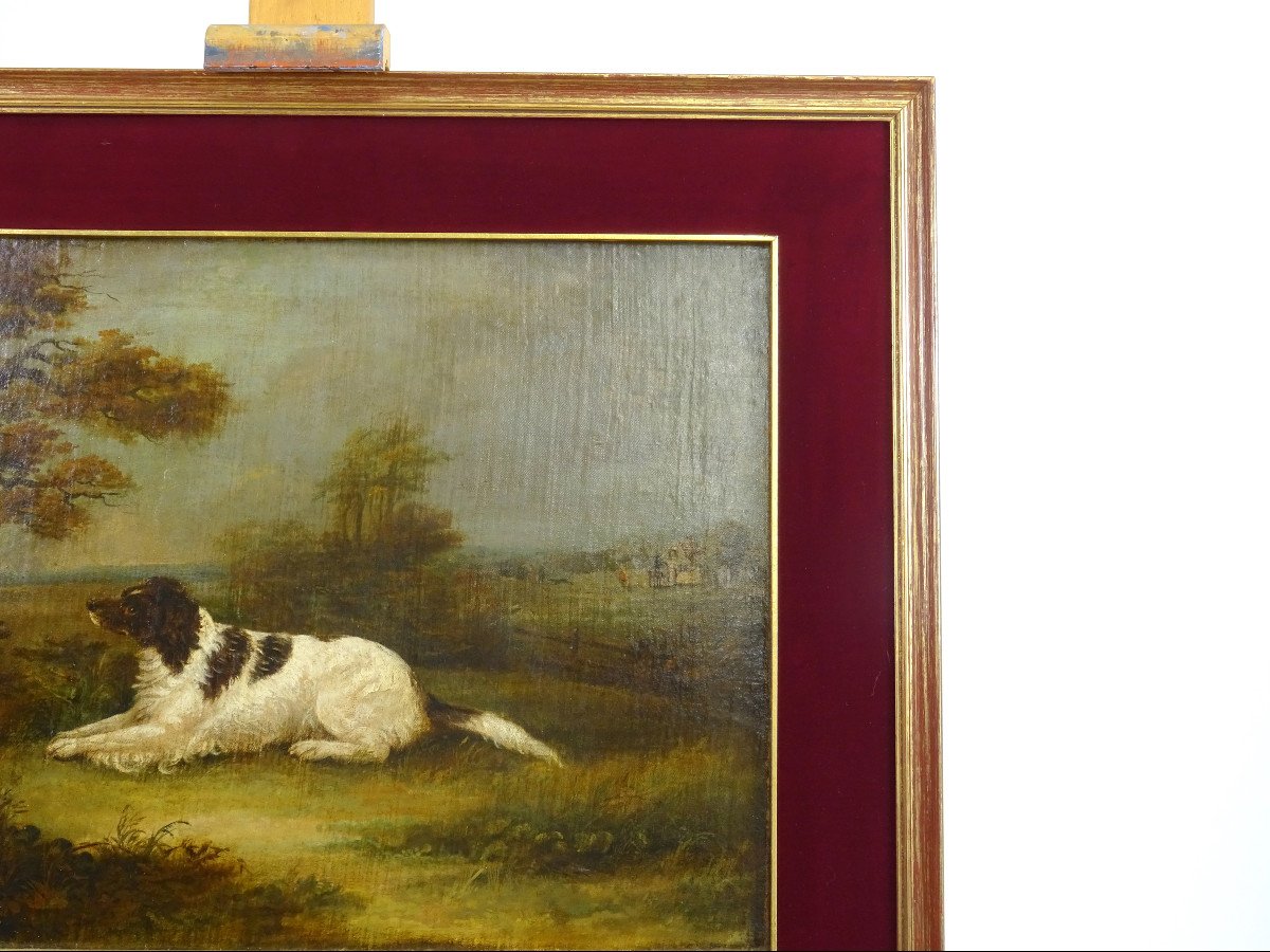 Paysage Avec Chien, Peinture à l'Huile Sur Toile, Angleterre XIXe Siècle-photo-4