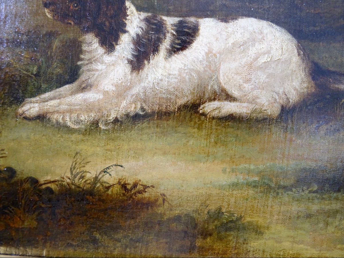 Paysage Avec Chien, Peinture à l'Huile Sur Toile, Angleterre XIXe Siècle-photo-1