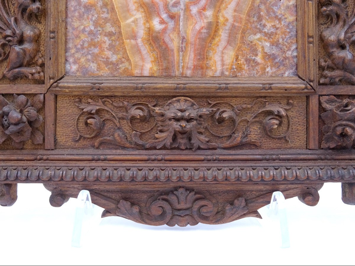 Finely Carved Walnut Frame With Marble Composition, Second Half Of The Nineteenth Century-photo-4