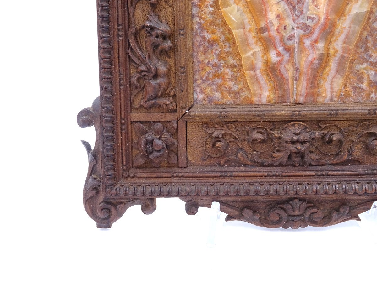 Finely Carved Walnut Frame With Marble Composition, Second Half Of The Nineteenth Century-photo-2