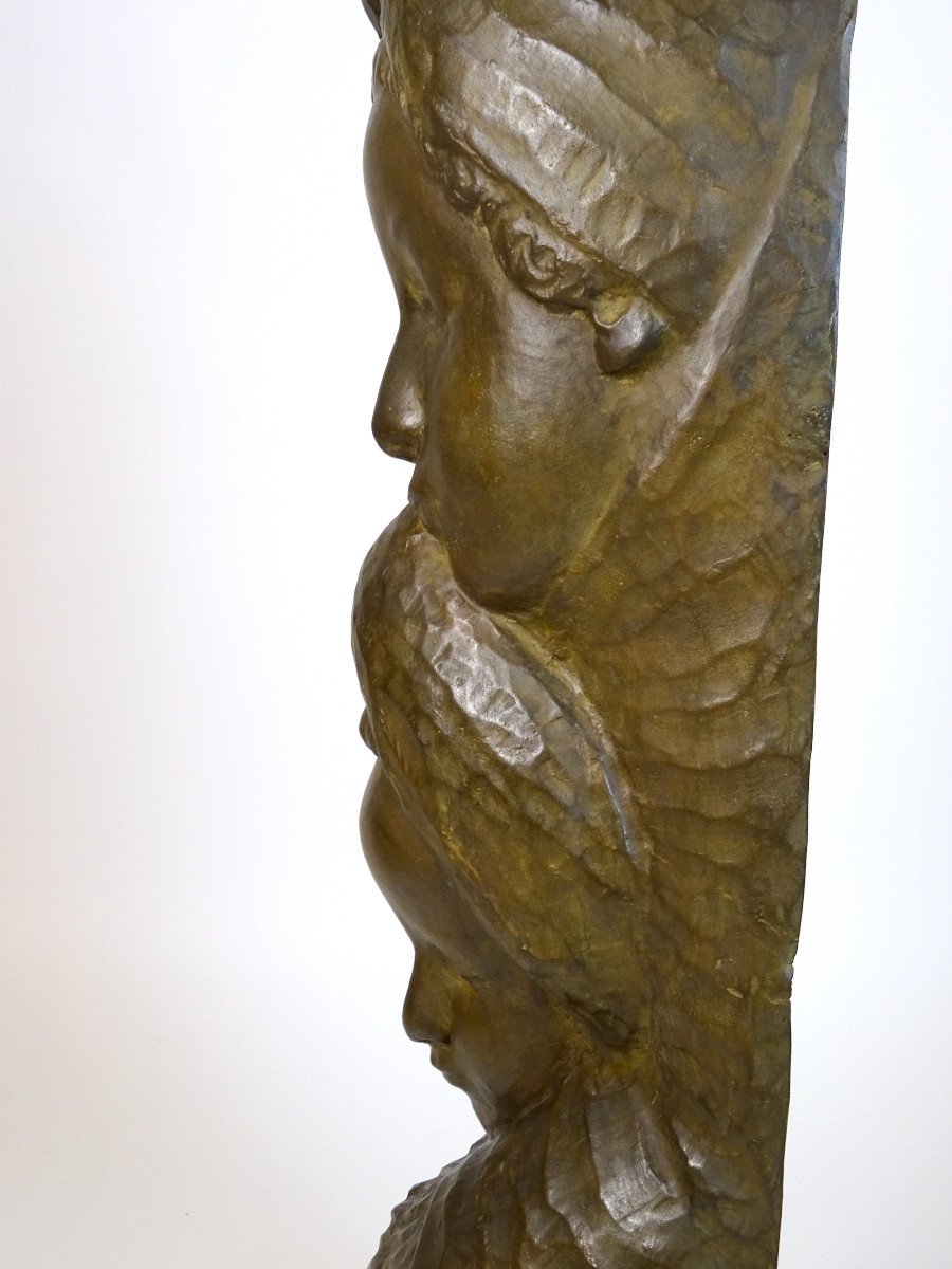Bronze Sculpture, "maternity" By Francesco Falcone 1927-photo-5