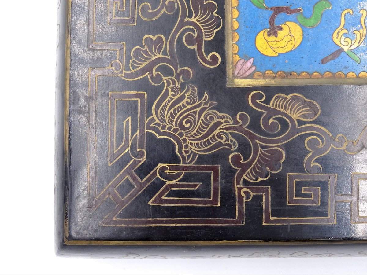 Set Of Two Chinese Boxes With Cloisonné Decorations, Years 1940-1950-photo-3