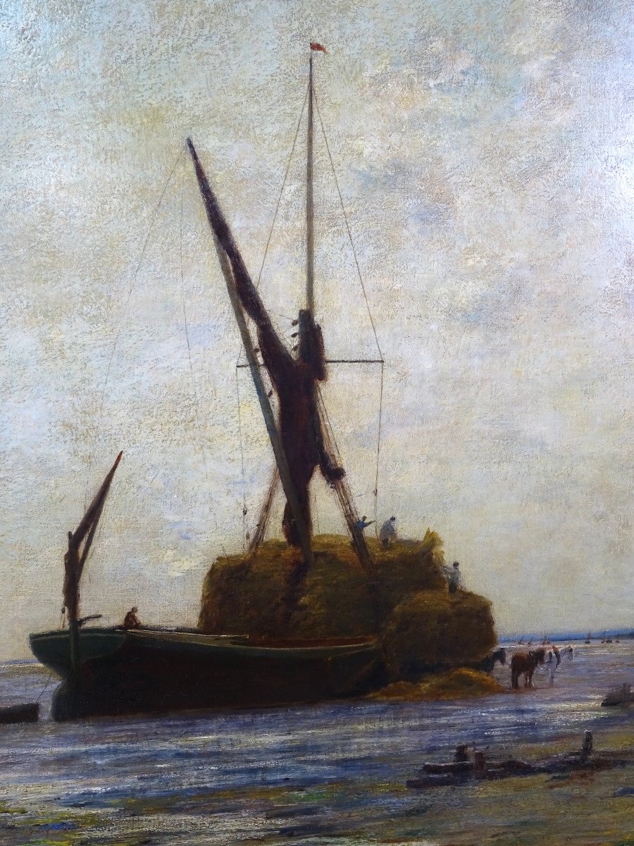 English Painting "navy With Boat", Circa 1870-photo-5
