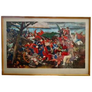 Lithographie, Renato Guttuso « La bataille de Ponte dell'Ammiraglio », 1960s/'70s