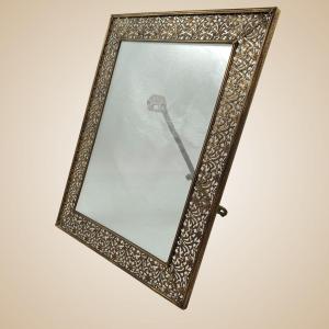 French Brass Picture Frame With Floral Motifs, Early 1900s