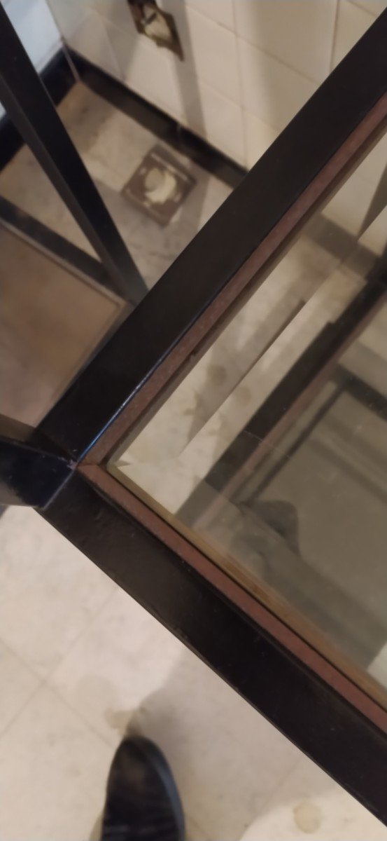 Paire d'étagères En Acier Bronze Et Verre Biseauté-photo-2