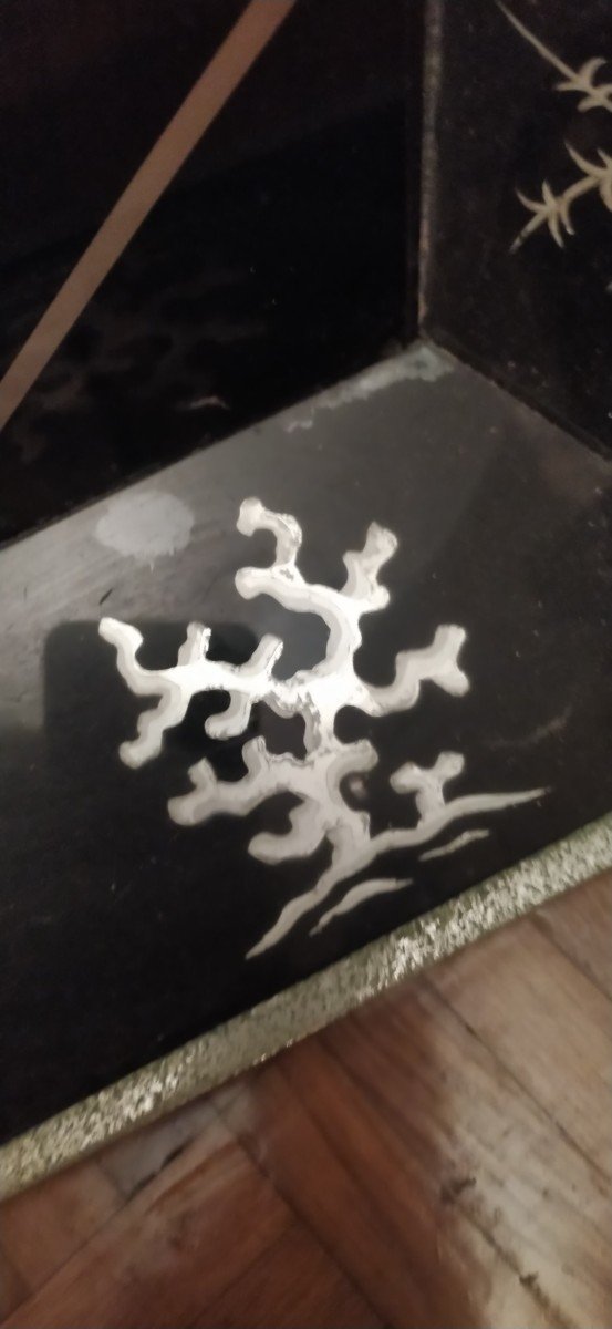 Table Gueridon En Verre Eglomisé Et Verre Artdeco -photo-3