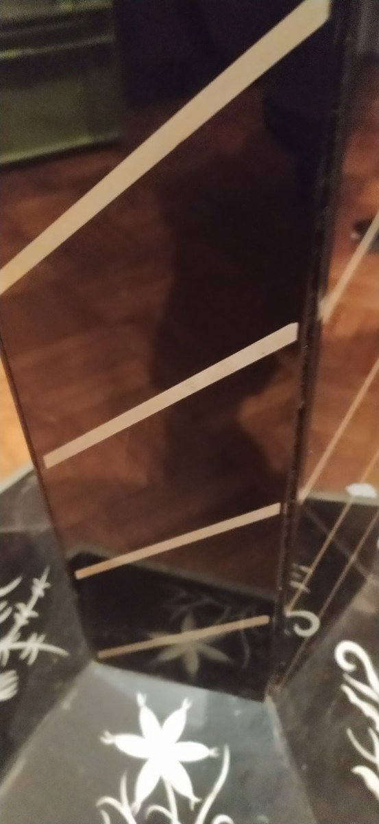 Table Gueridon En Verre Eglomisé Et Verre Artdeco -photo-4