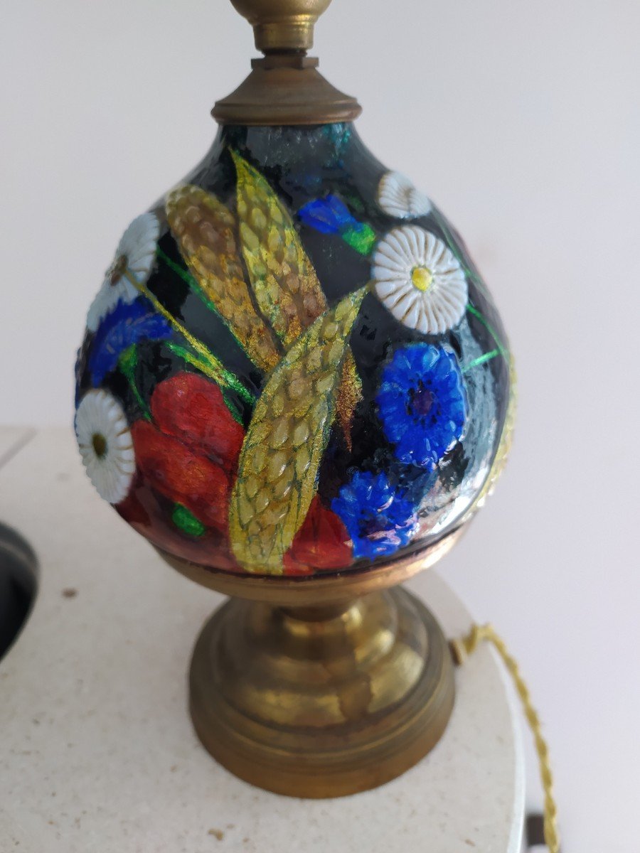 Camille Fauré Small Enameled Lamp-photo-4