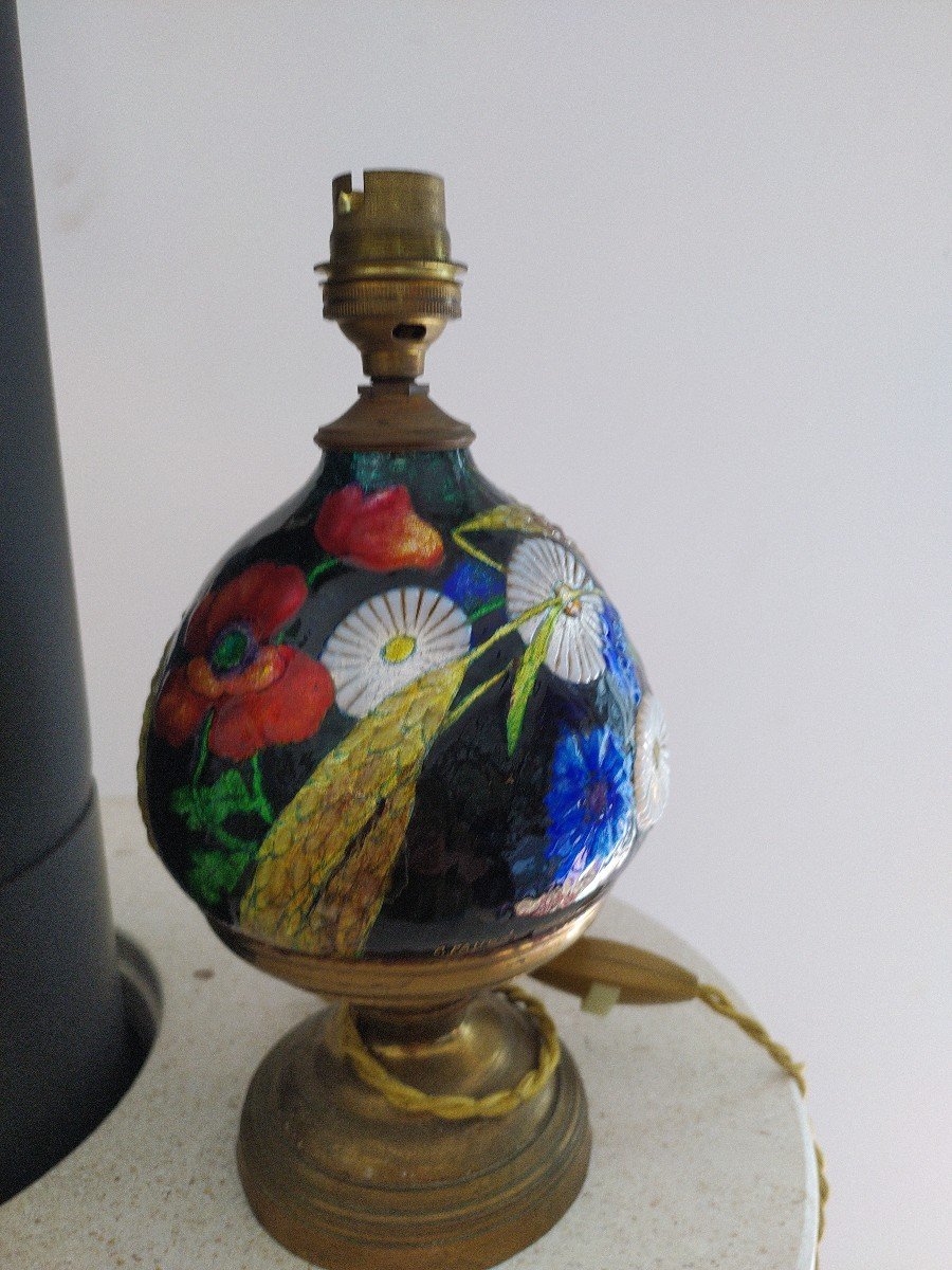 Camille Fauré Small Enameled Lamp-photo-8