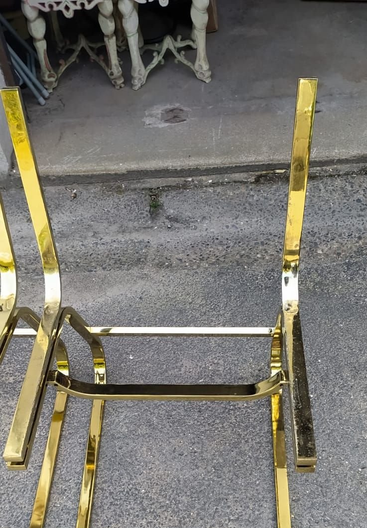 DLG de willy Rizzo  chaises laitonnées sur acier 1970, modele rare, 4 , 6 ou 9 chaises-photo-3