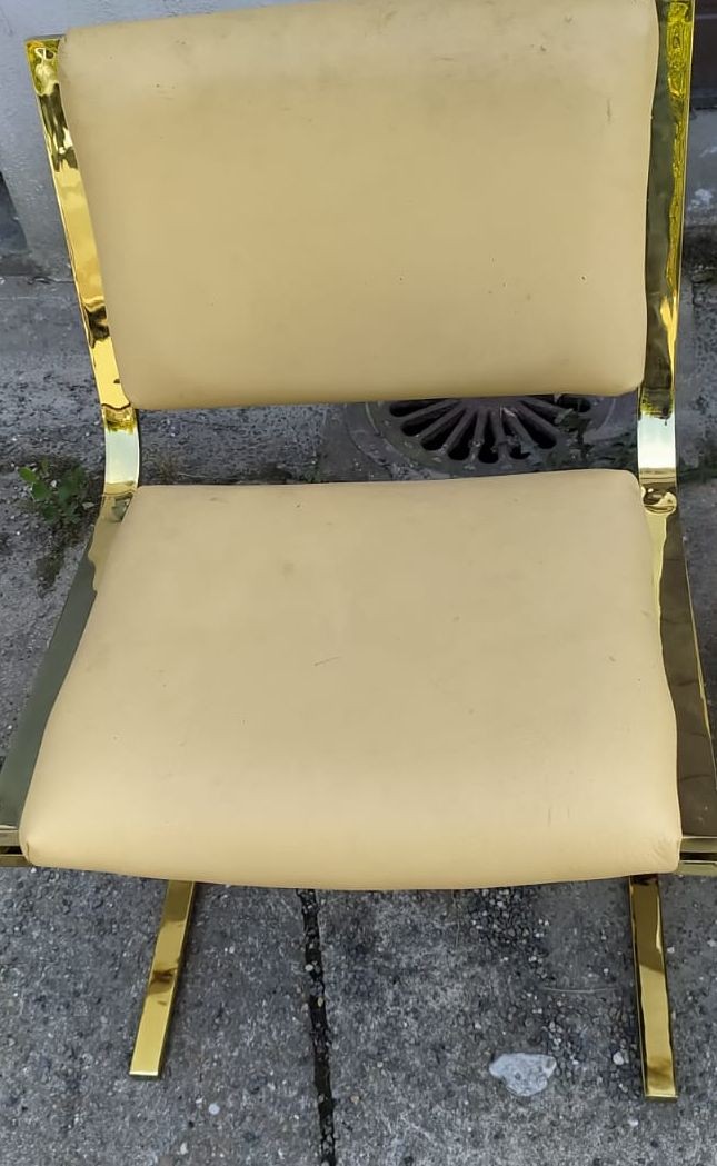 DLG de willy Rizzo  chaises laitonnées sur acier 1970, modele rare, 4 , 6 ou 9 chaises